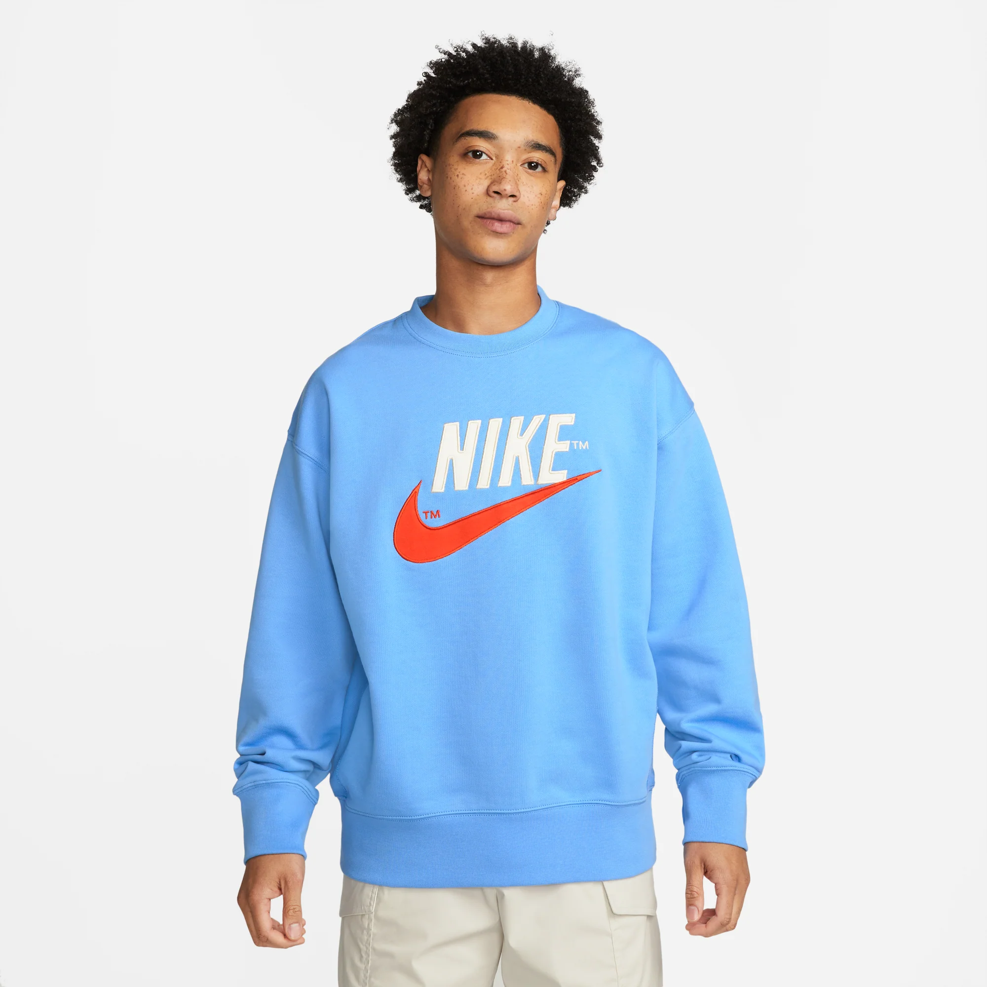 Nike Mens French Terry Crew Blue - Image 2