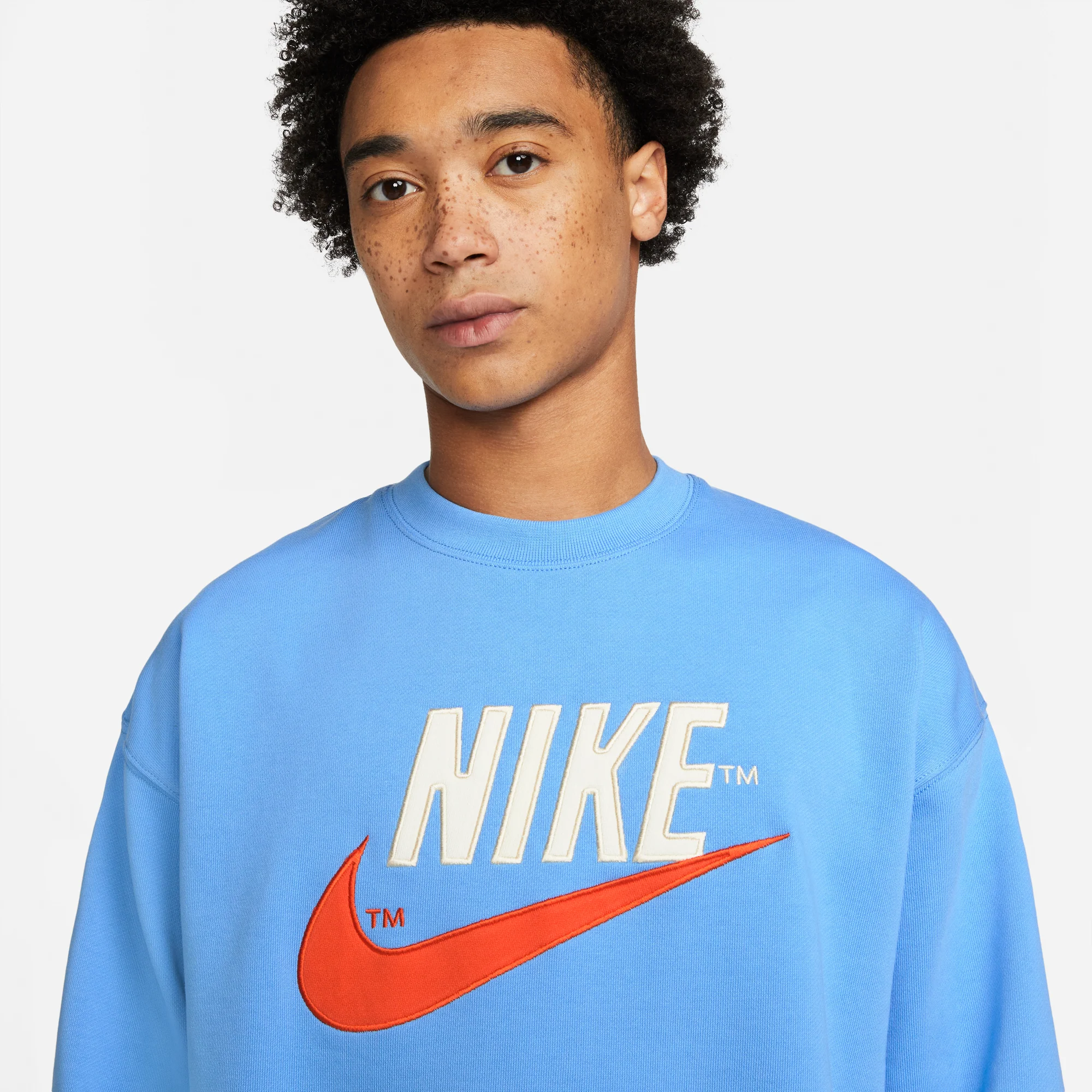 Nike Mens French Terry Crew Blue - Image 4