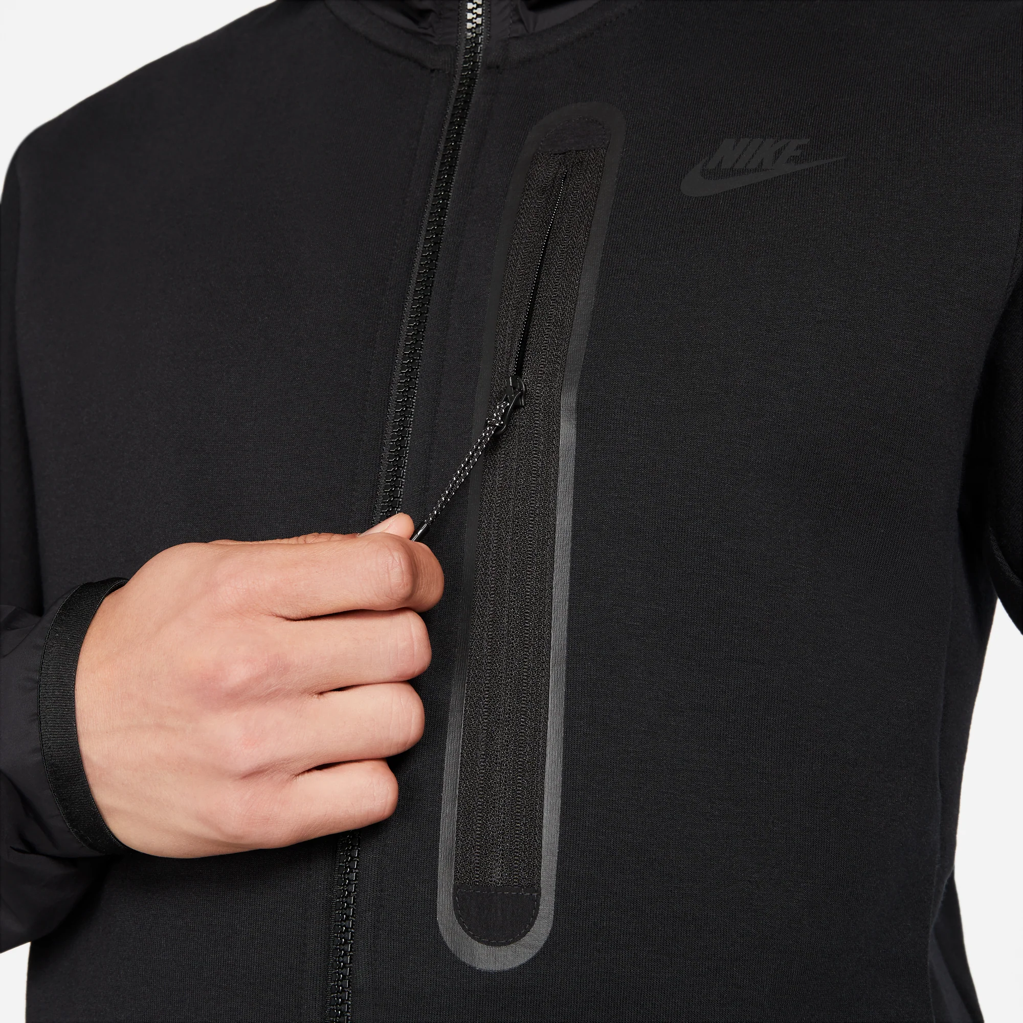 Nike Mens Sportswear Tech Fleece Full-Zip Black Hoodie - Image 4