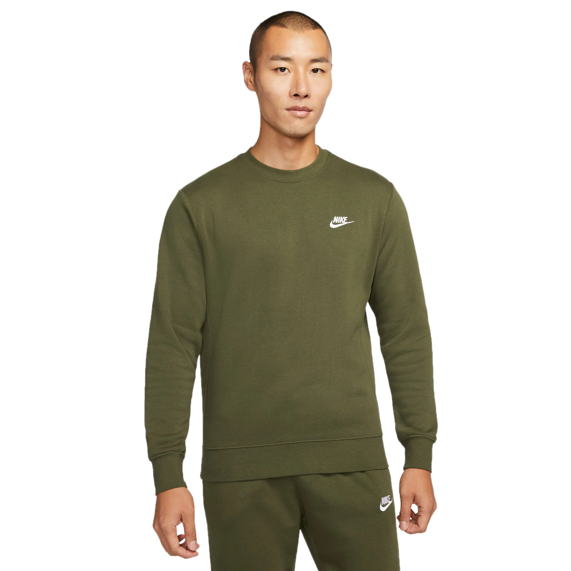 Nike Mens Sportswear Club Fleece Crewneck 'Rough Green' - Image 2