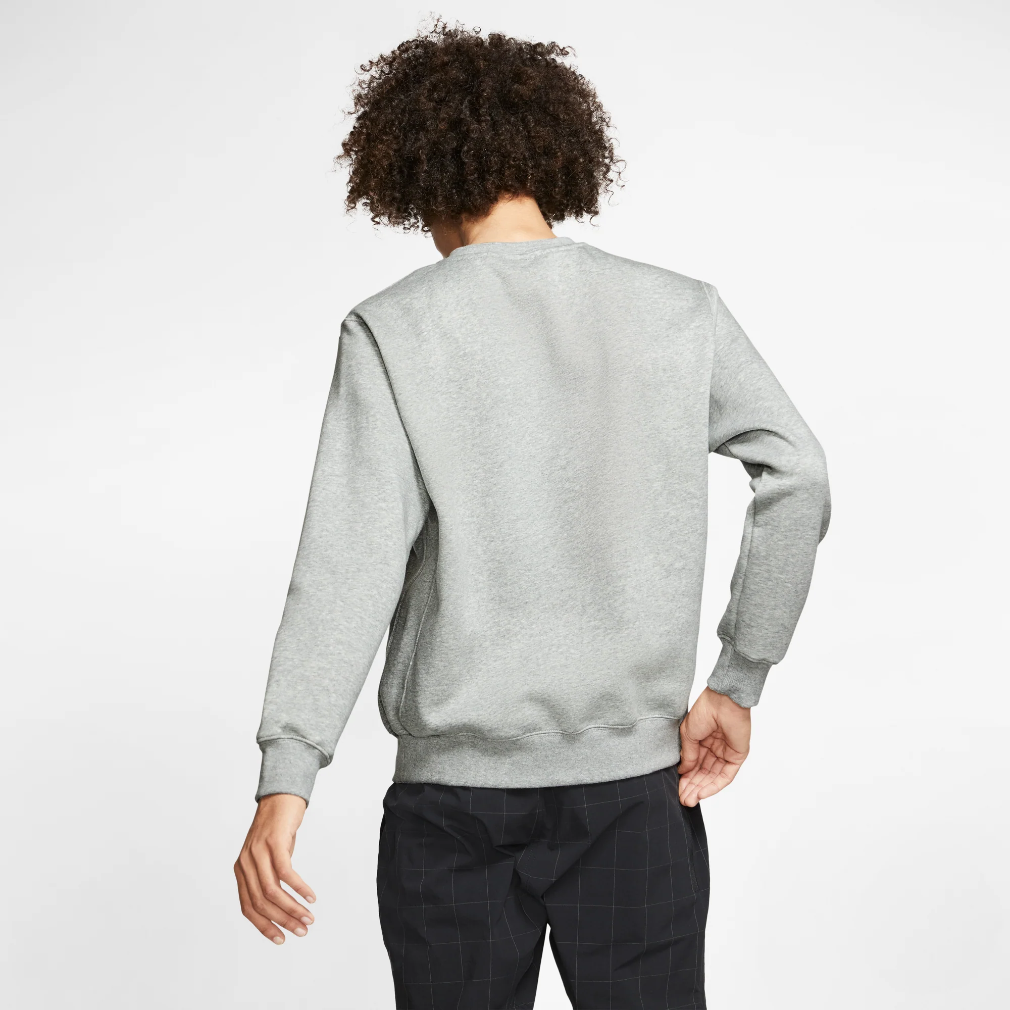 Nike Mens Sportswear Club Fleece Crew DK Grey Heather - Image 3