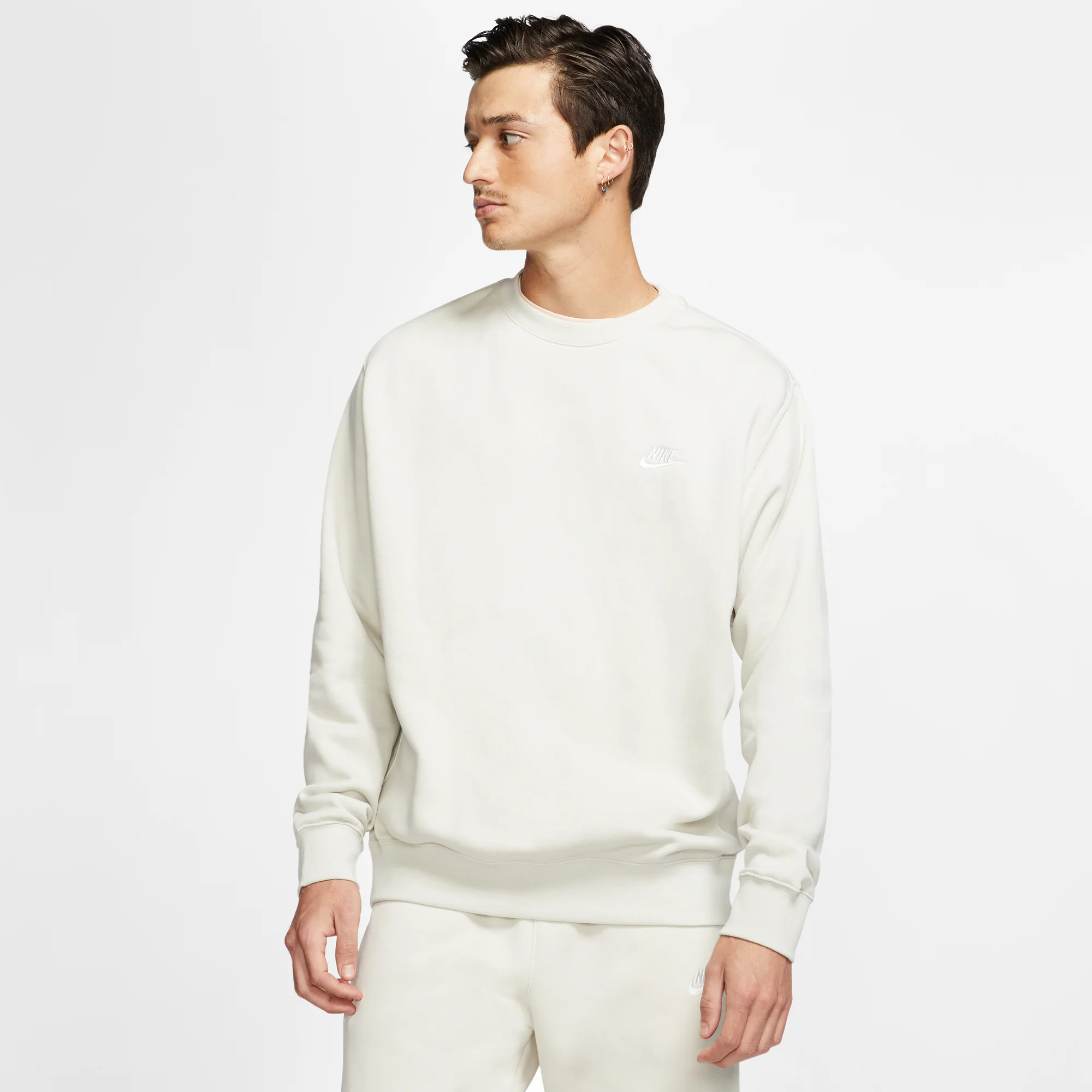 Nike Mens Sportswear Club Fleece Crew Light Bone - Image 2