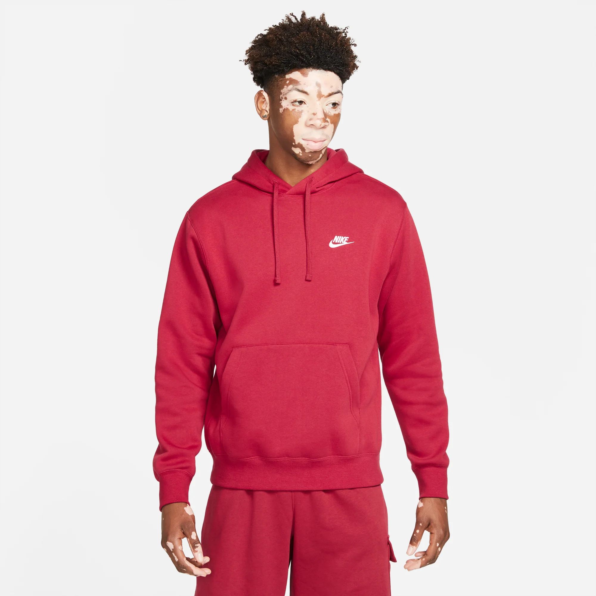 Nike Mens Sportswear Club Fleece Hoodie 'Pomegranate' - Image 3