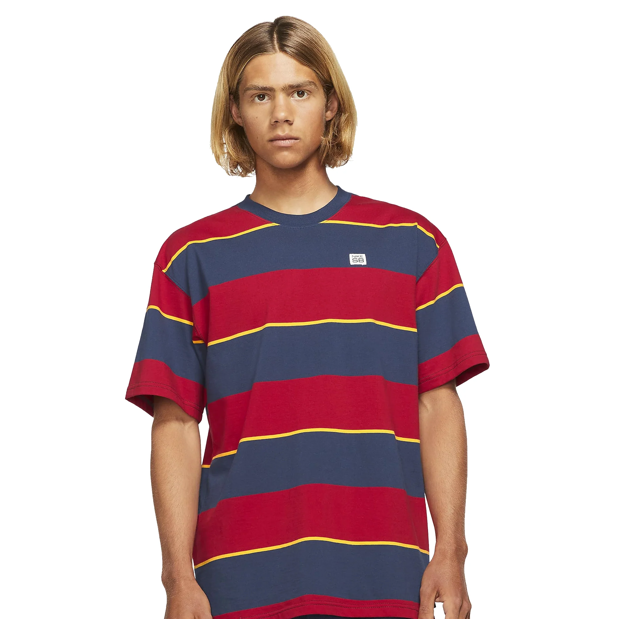 Nike SB Mens Striped Skate T-Shirt Midnight Navy - Image 2