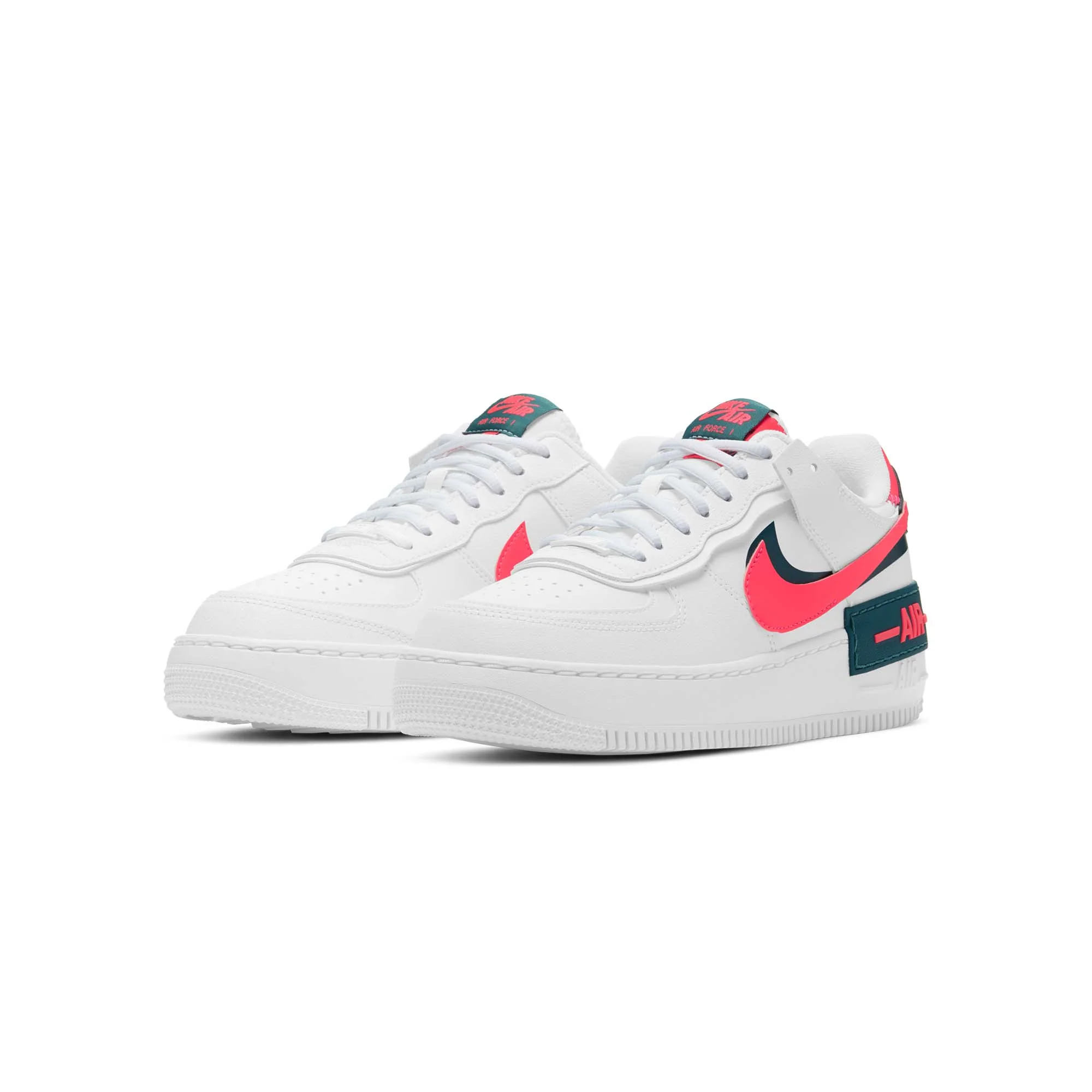 Nike Womens Air Force 1 Shadow Shoes White/Dark Teal - Image 2