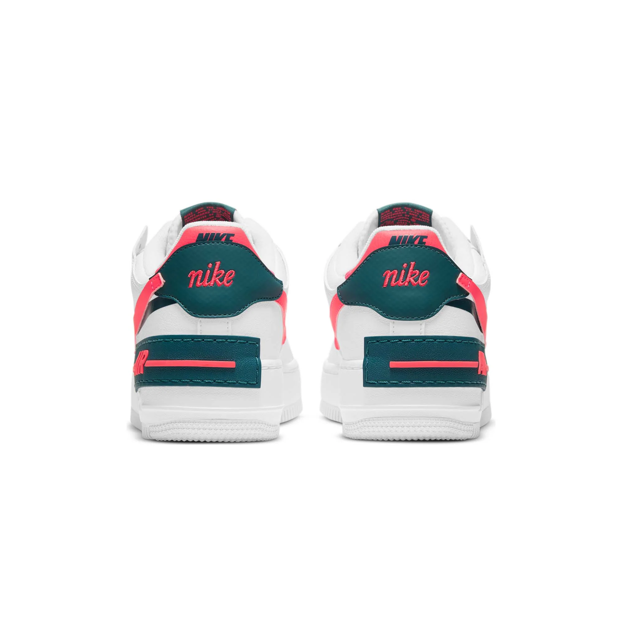 Nike Womens Air Force 1 Shadow Shoes White/Dark Teal - Image 3