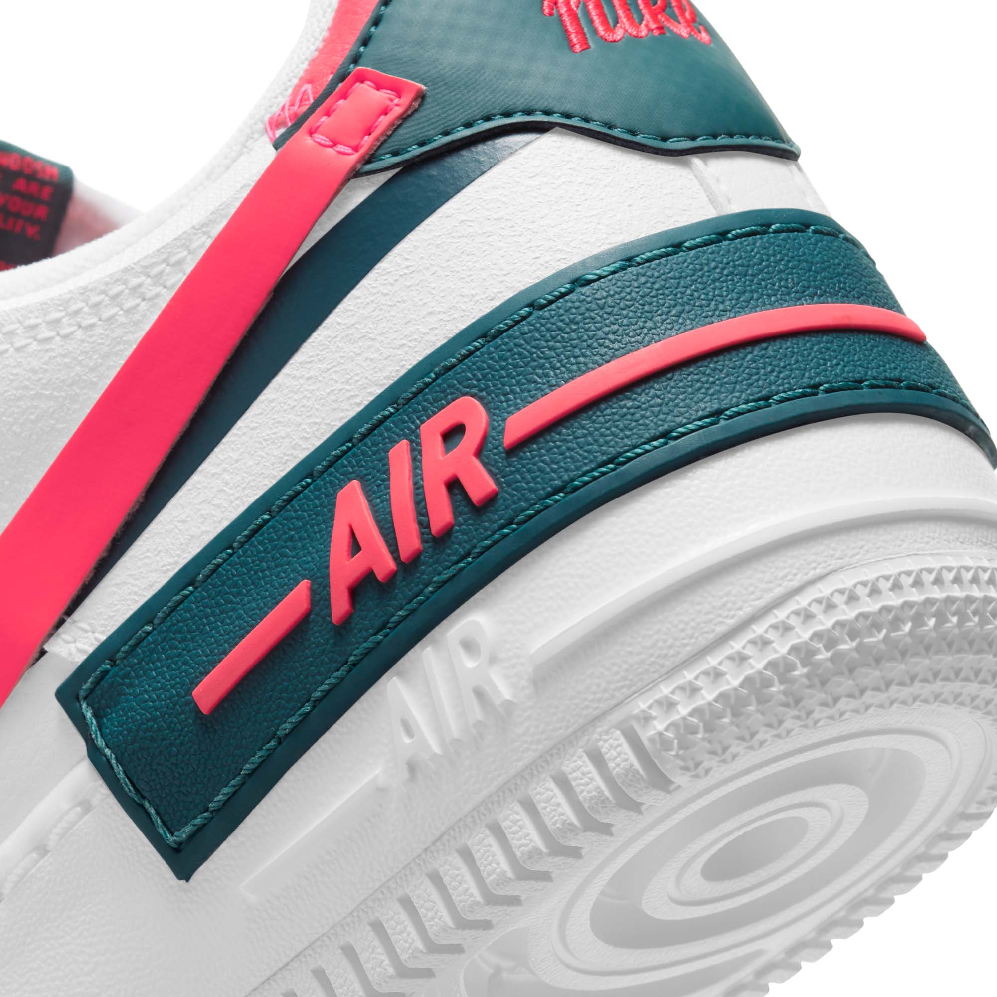 Nike Womens Air Force 1 Shadow Shoes White/Dark Teal - Image 4