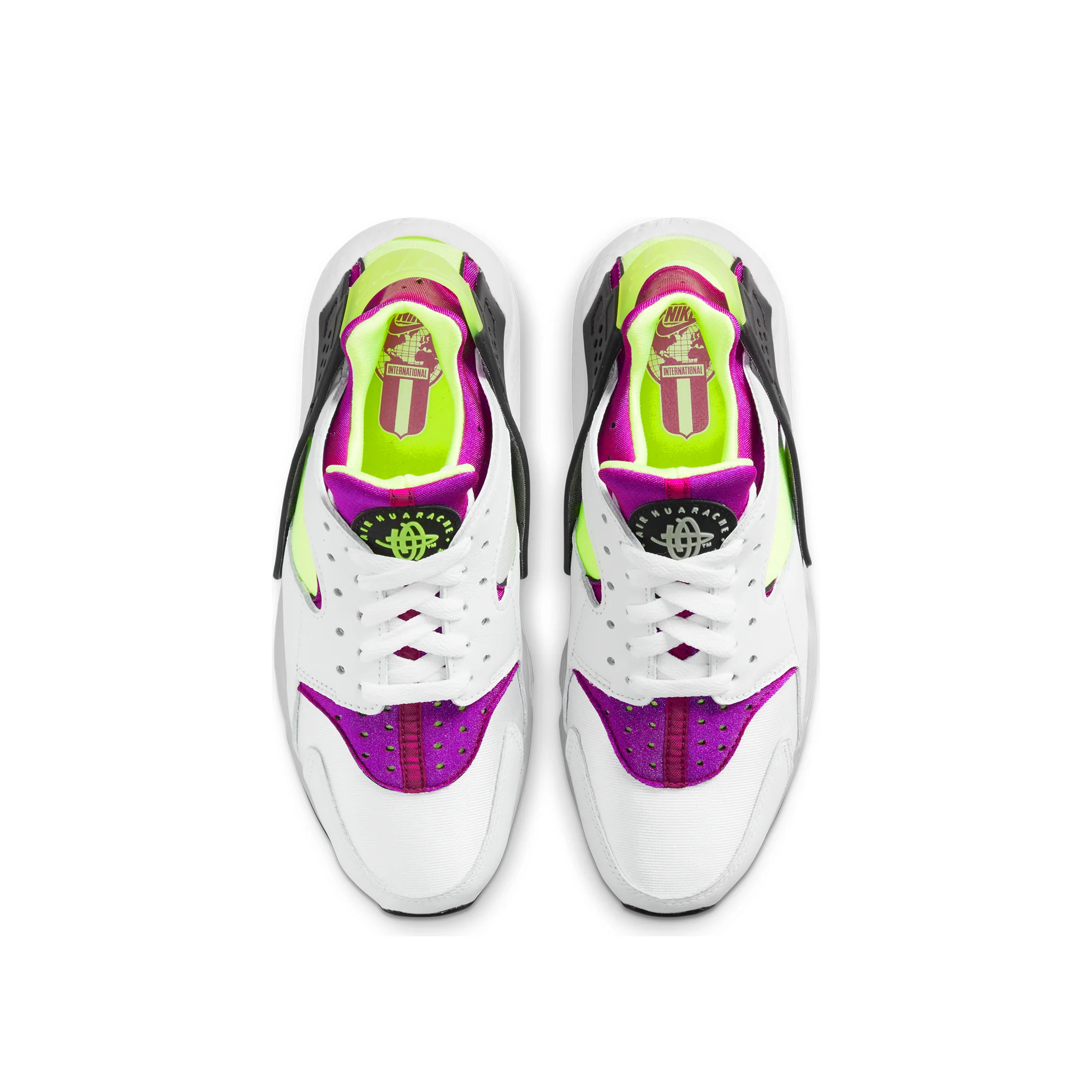 Nike Womens Air Huarache Shoes 'White/Neon Yellow' - Image 4