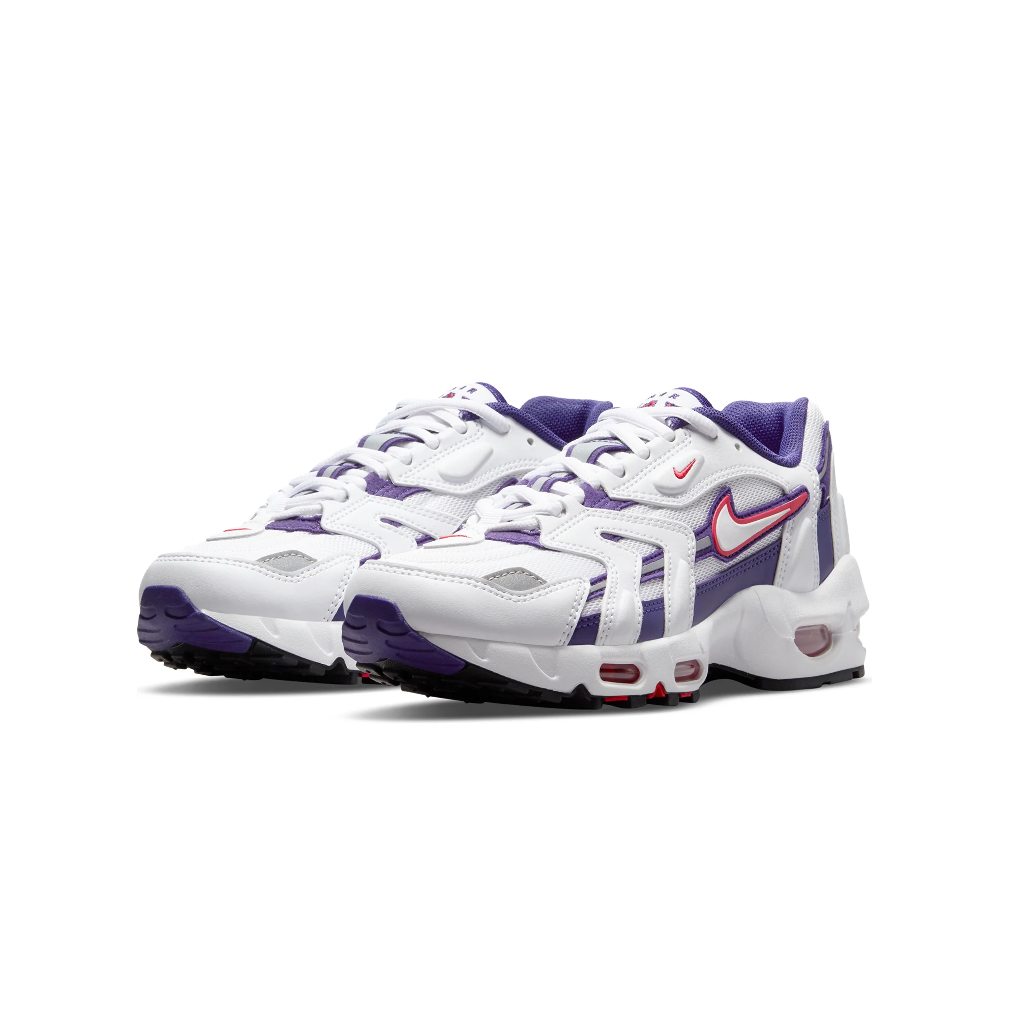 Nike Womens Air Max 96 II Shoes 'White/Comet Red' - Image 2