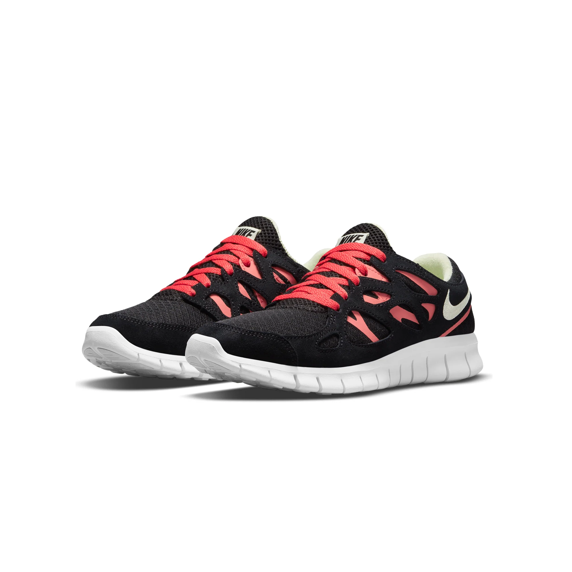 Nike Womens Free Run 2 Shoes 'Black/Lime/Ember' - Image 2
