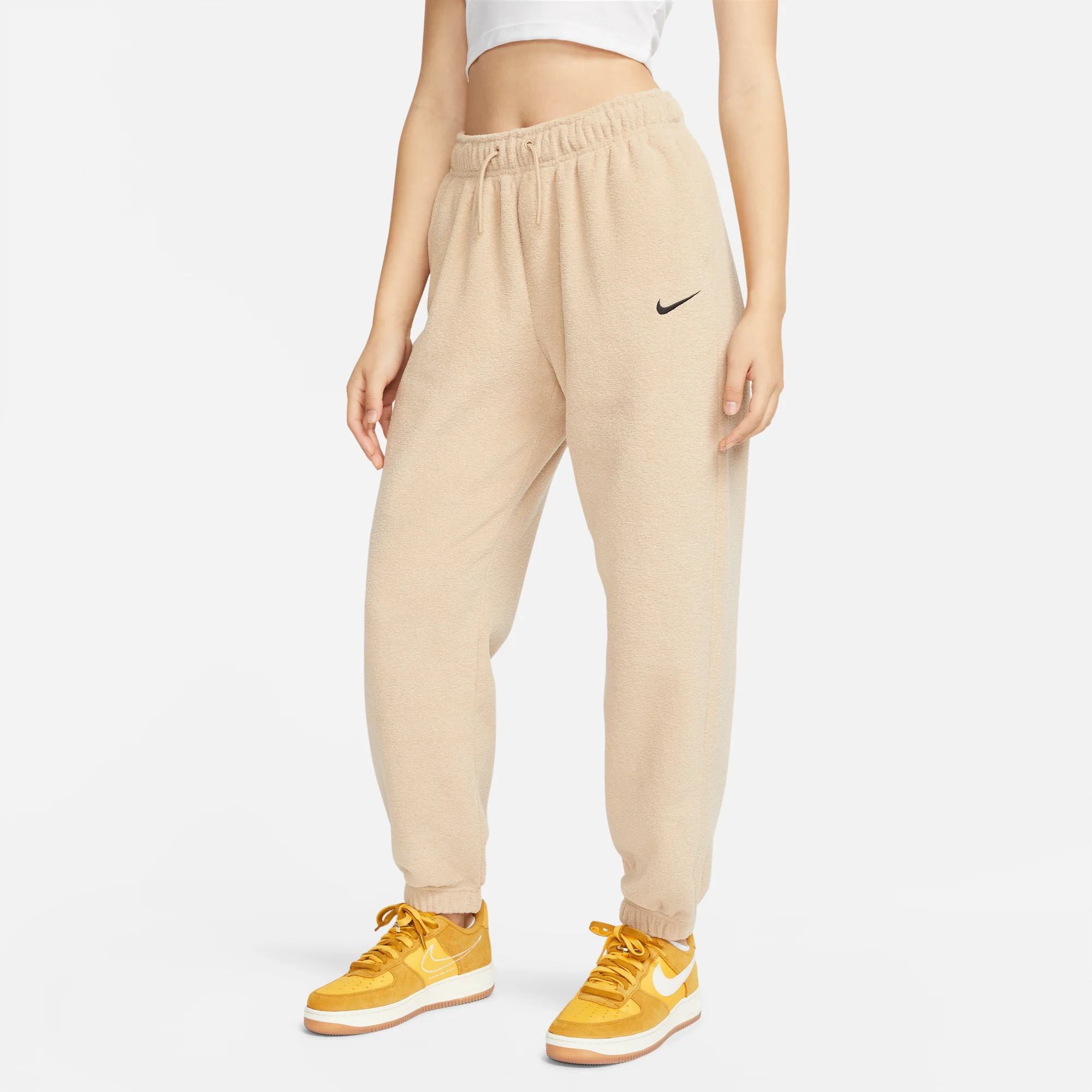 Nike Womens Sportswear Plush High-Rise Joggers 'Hemp' - Image 3