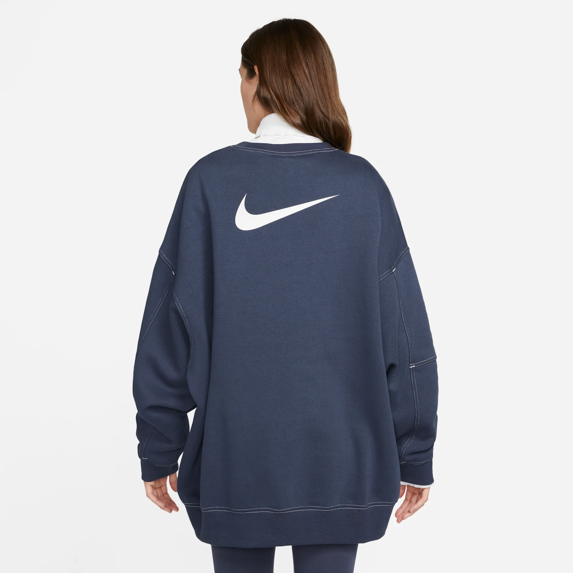 Nike Womens Sportswear Swoosh Crewneck 'Thunder Blue' - Image 2
