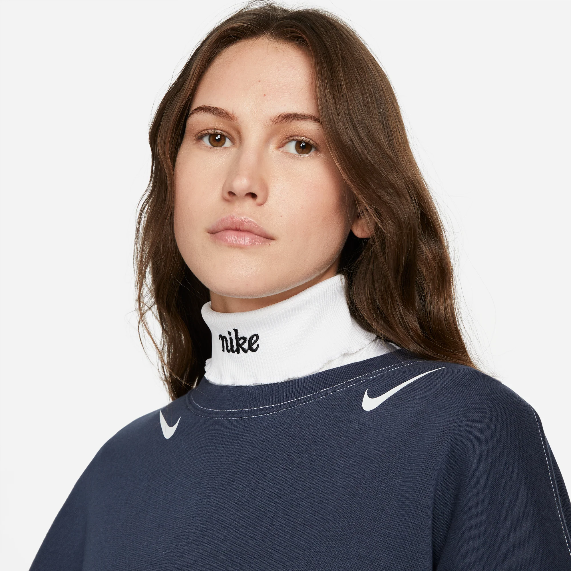 Nike Womens Sportswear Swoosh Crewneck 'Thunder Blue' - Image 4