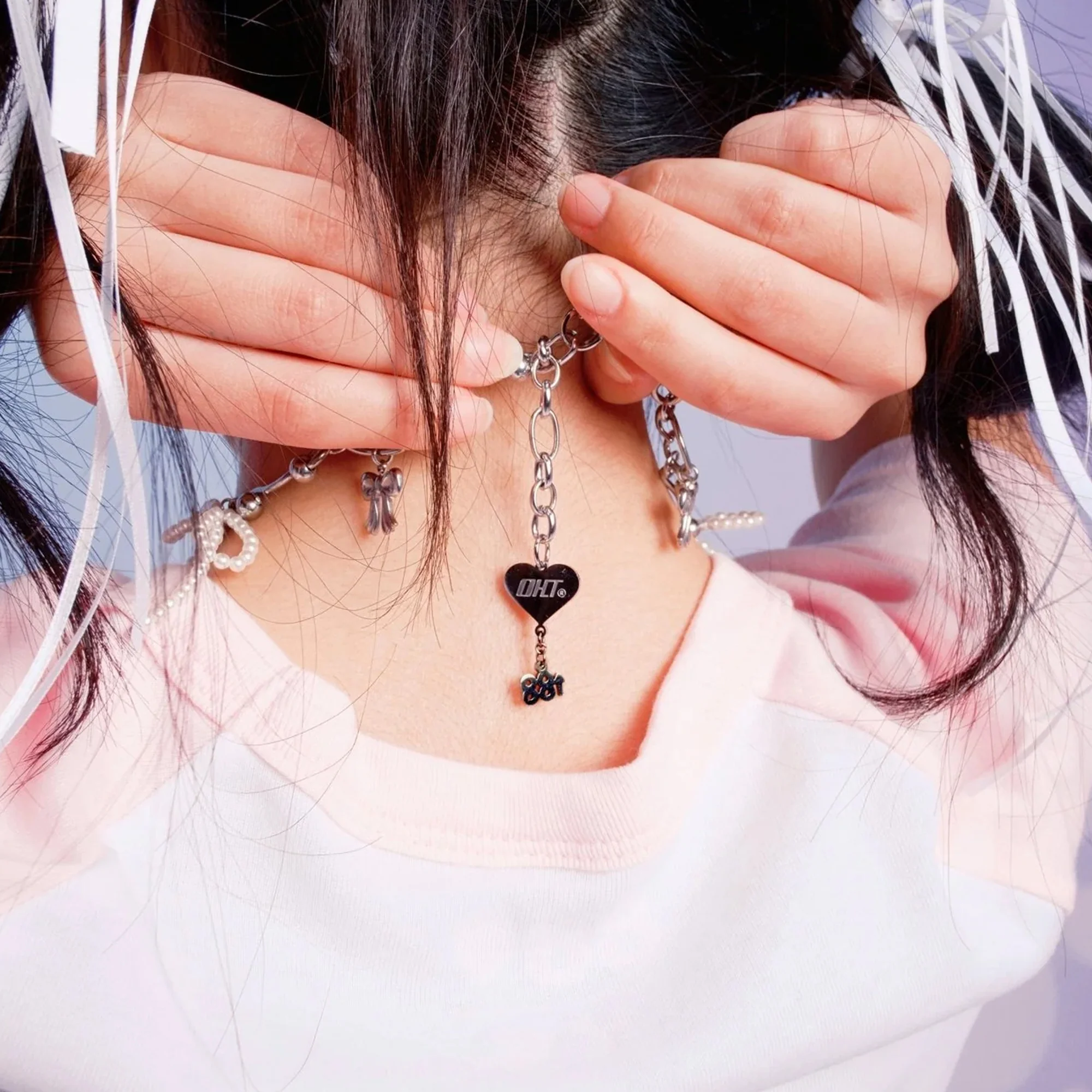 OHT x 88RISING Heart Ribbon Necklace - Image 4