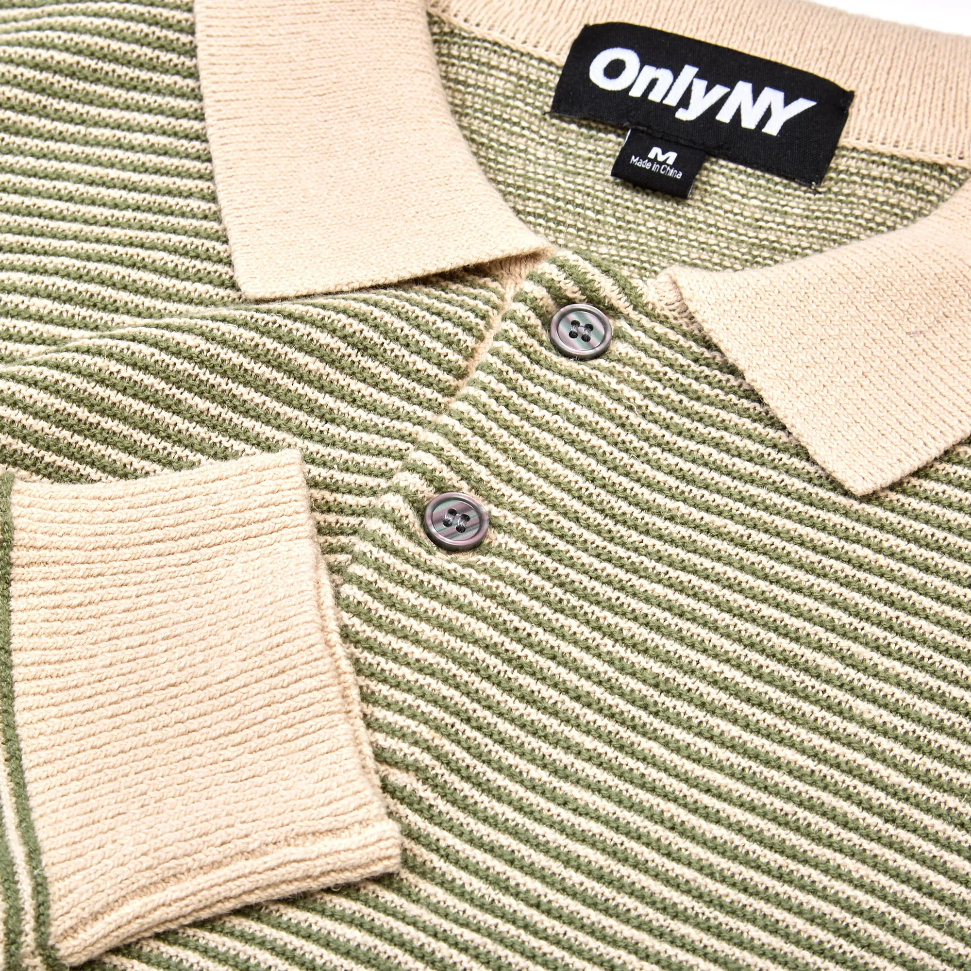 Only NY Mens Linen Stripe Knit Polo Top - Image 3