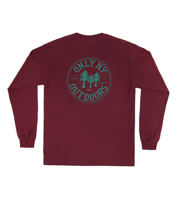 Only NY Tree Line L/S Tee (Merlot) - Image 3