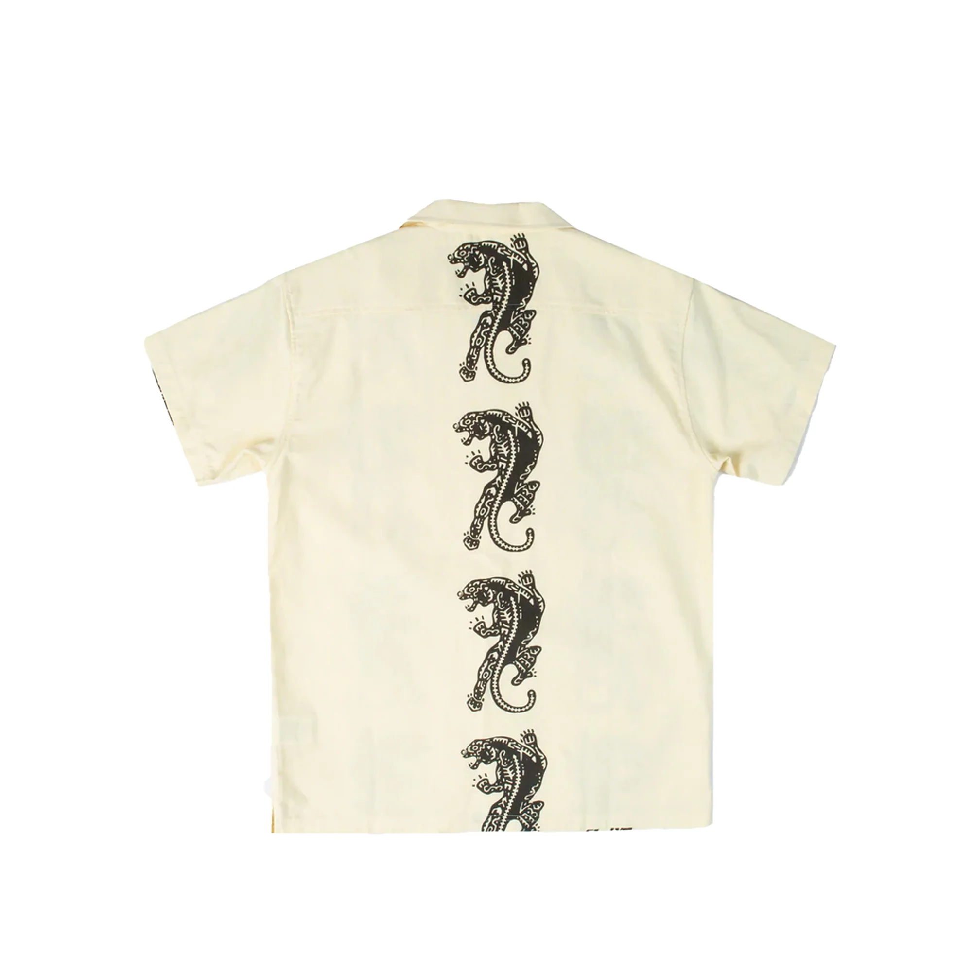 Patta Mens Block Print Panther Shortsleeve Shirt 'Vanilla Custard' - Image 2