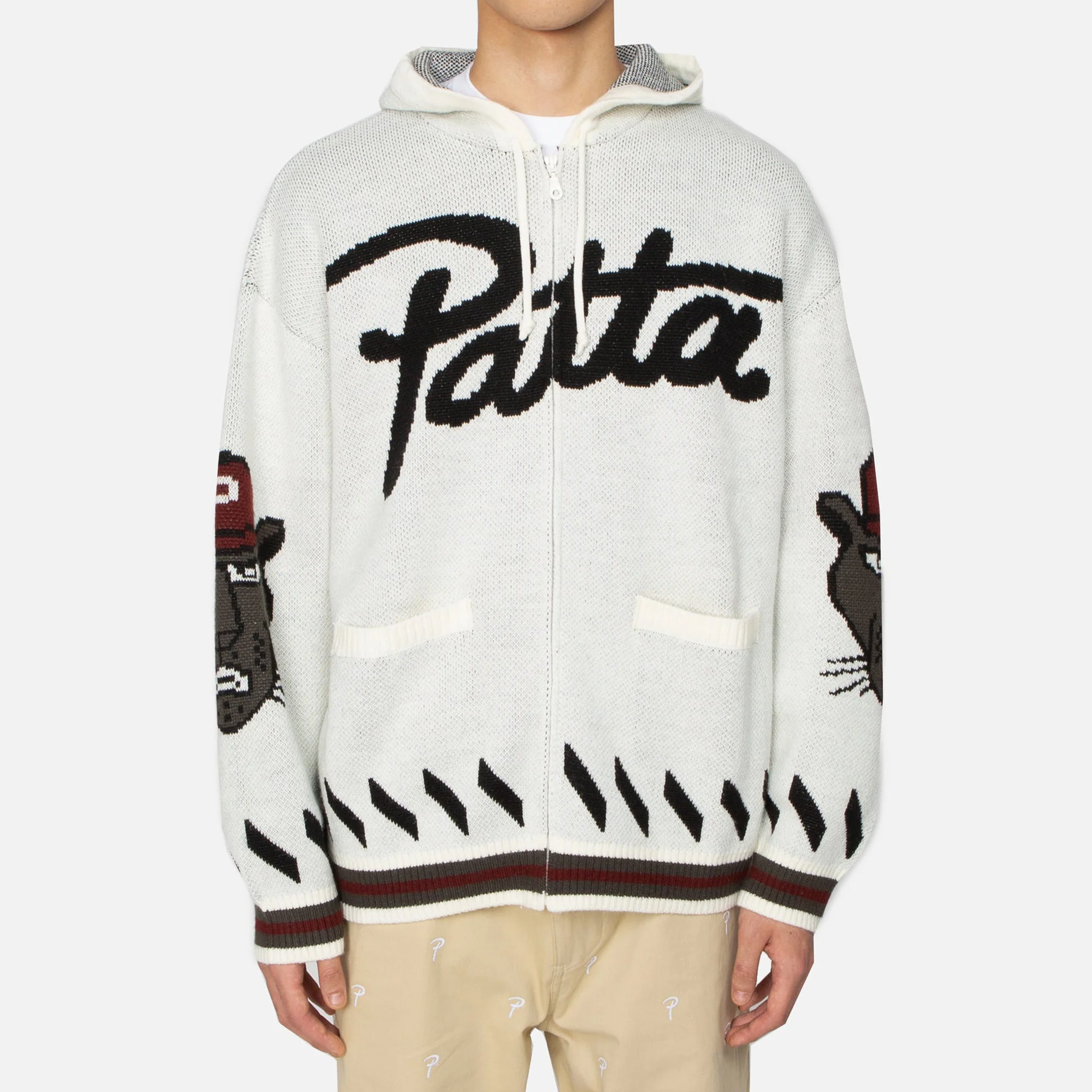 Patta Mens Cartoon Knitted Jacket 'Whitecap Gray' - Image 2