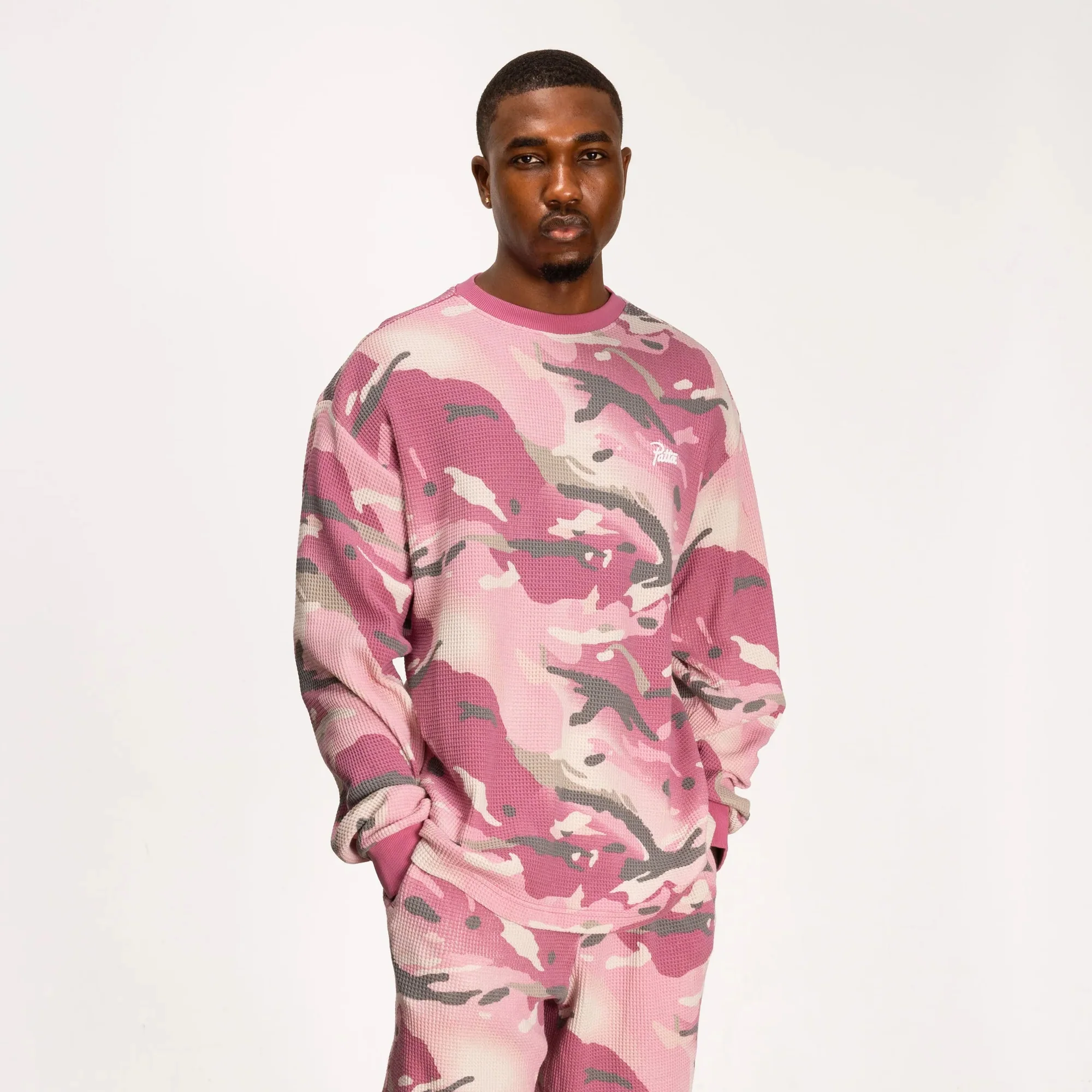 Patta Mens Cactus Flower Camo Waffle LS Tee - Image 2