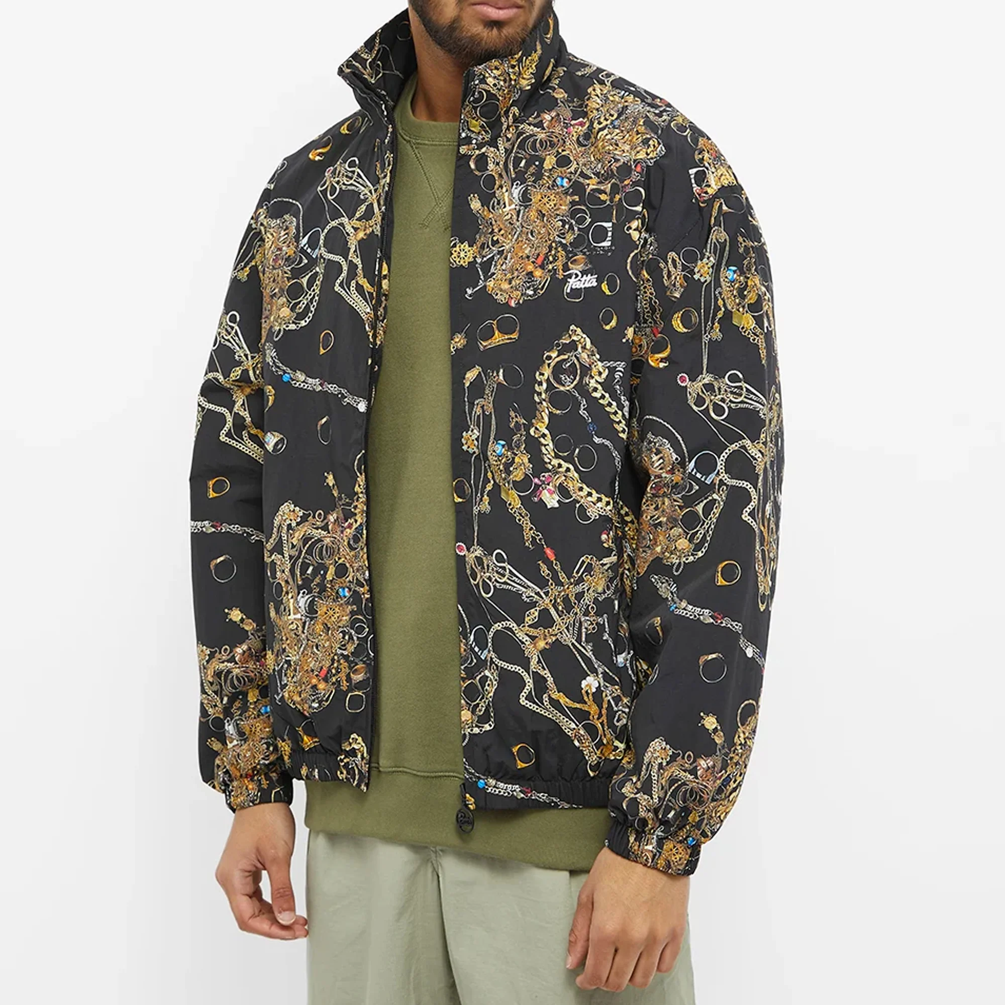 Patta Mens Chains Track Jacket 'Black/Chains AOP' - Image 2