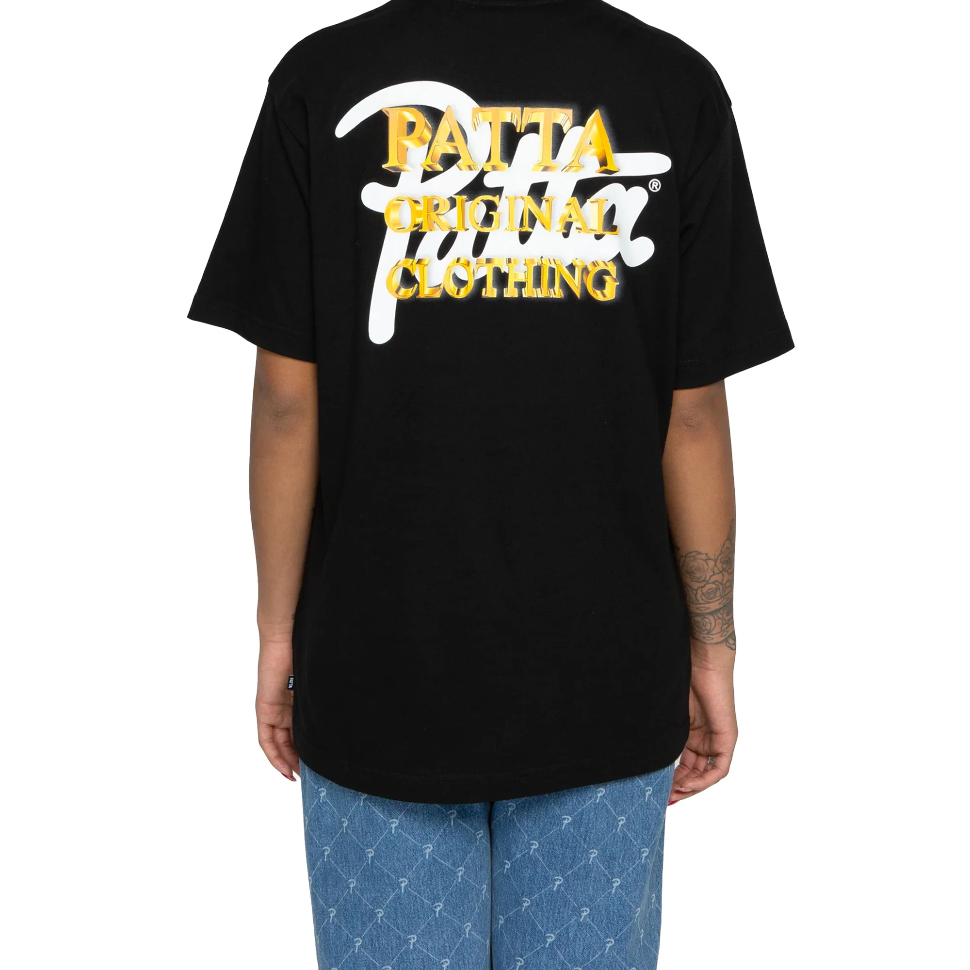 Patta Mens Gold Logo T-Shirt 'Black' - Image 4