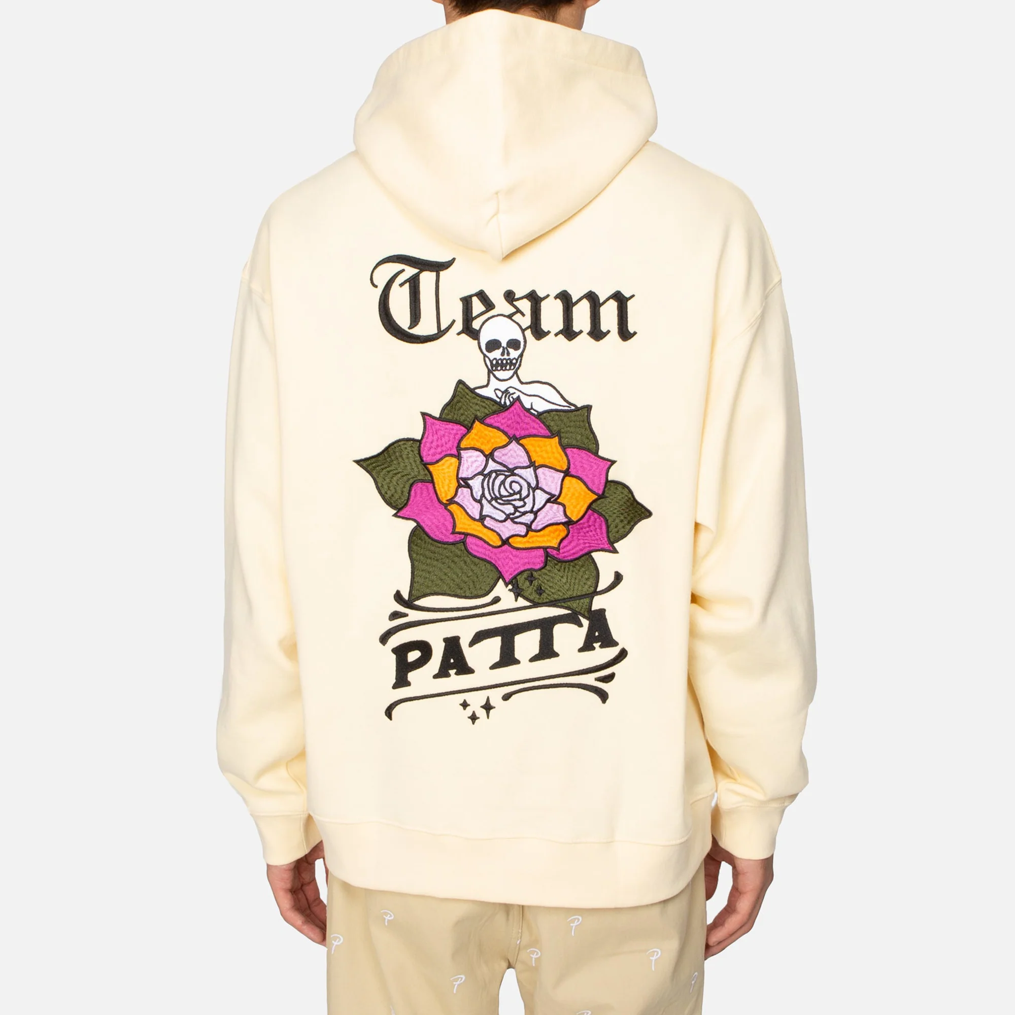 Patta Mens La Flor Hooded Sweater 'Vanilla Custard' - Image 2