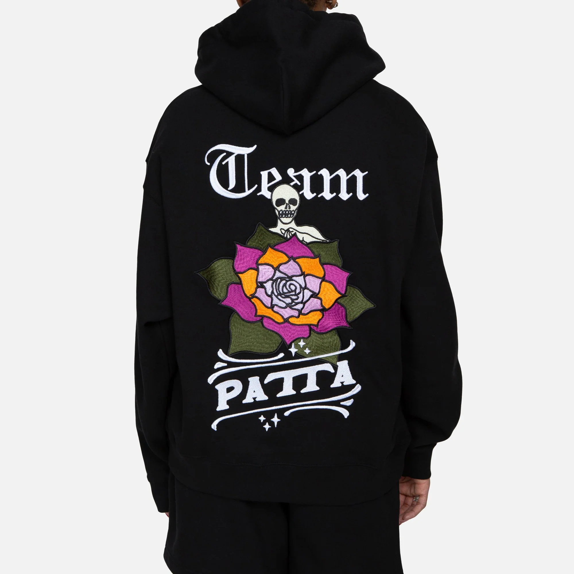 Patta Mens La Flor Hooded Sweater 'Black' - Image 2