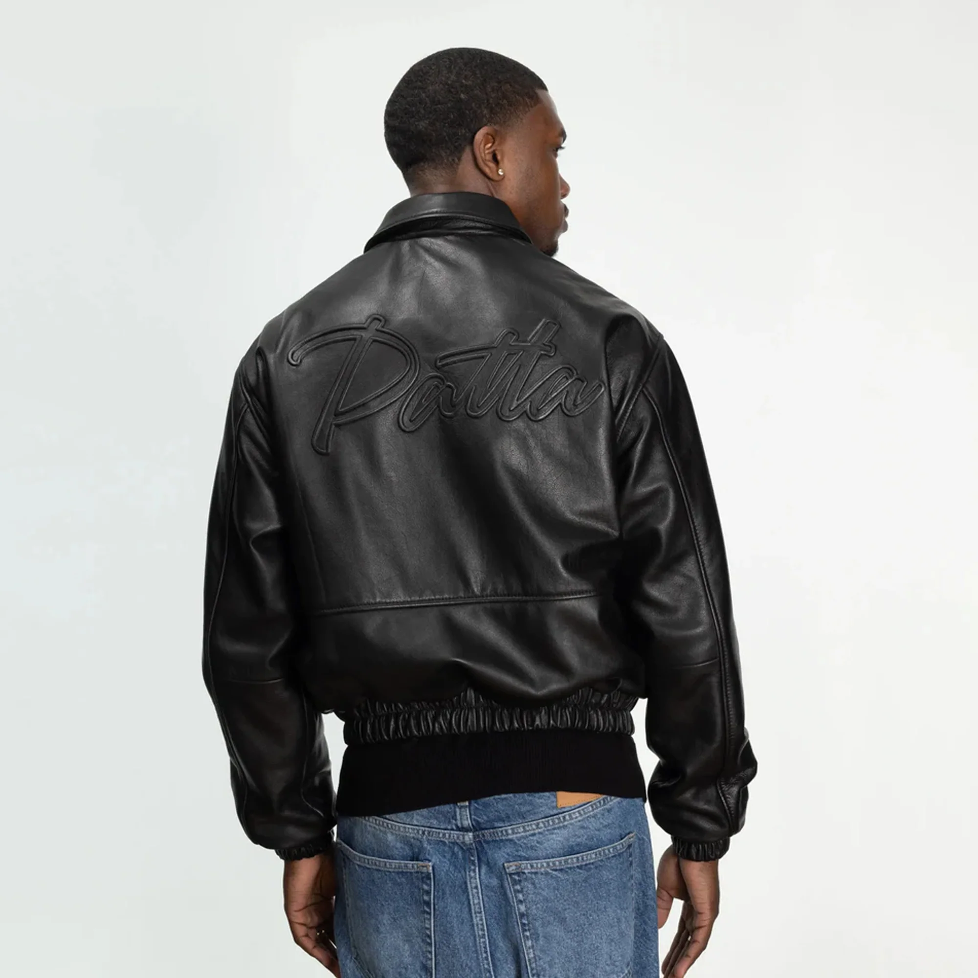 Patta Mens Leather Bomber Jacket - Image 2