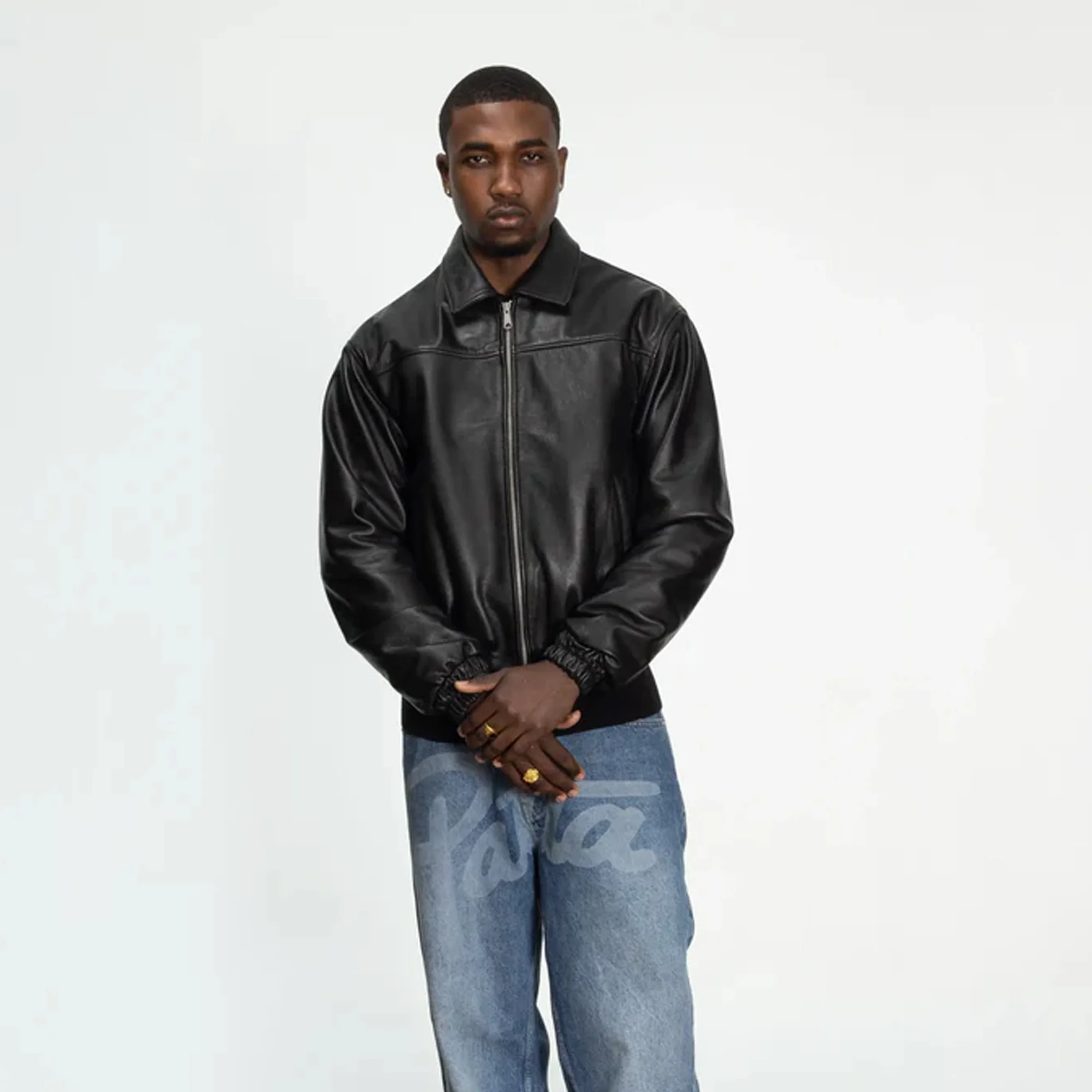 Patta Mens Leather Bomber Jacket - Image 3