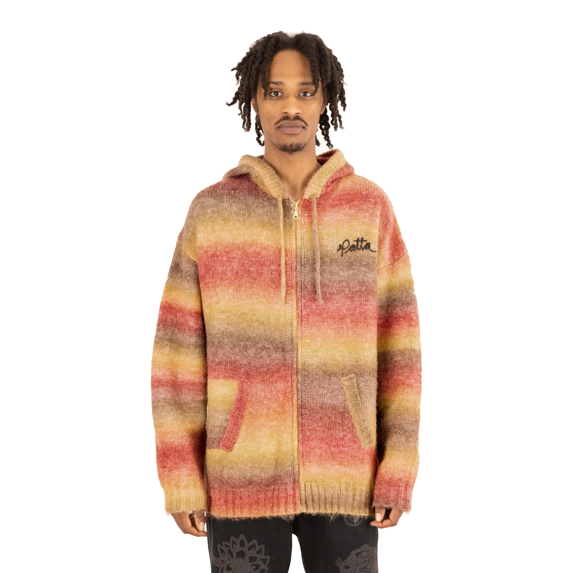 Patta Mens Rainbow Knitted Hooded Sweater - Image 2