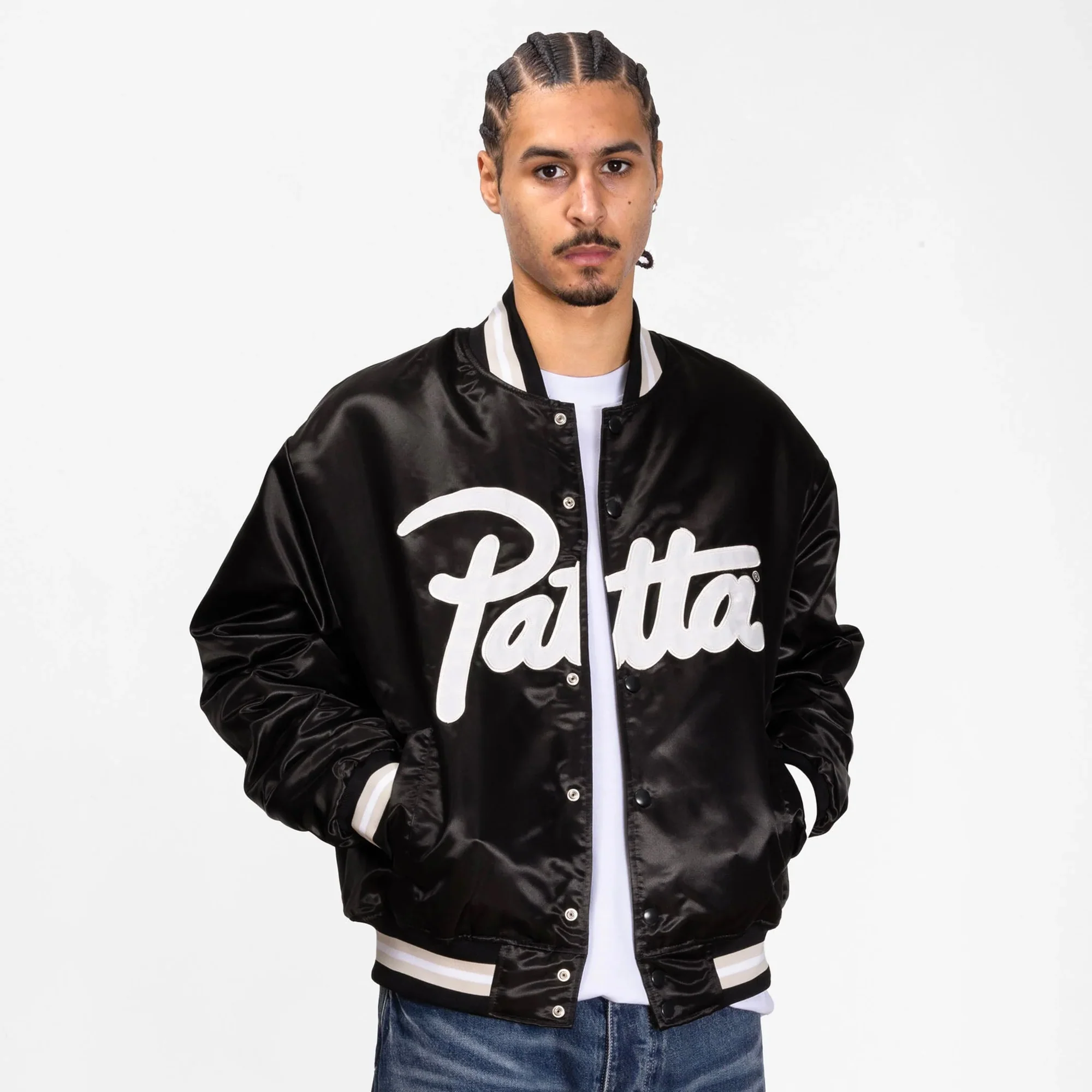 Patta Mens Script Logo Satin Varsity Jacket - Image 2
