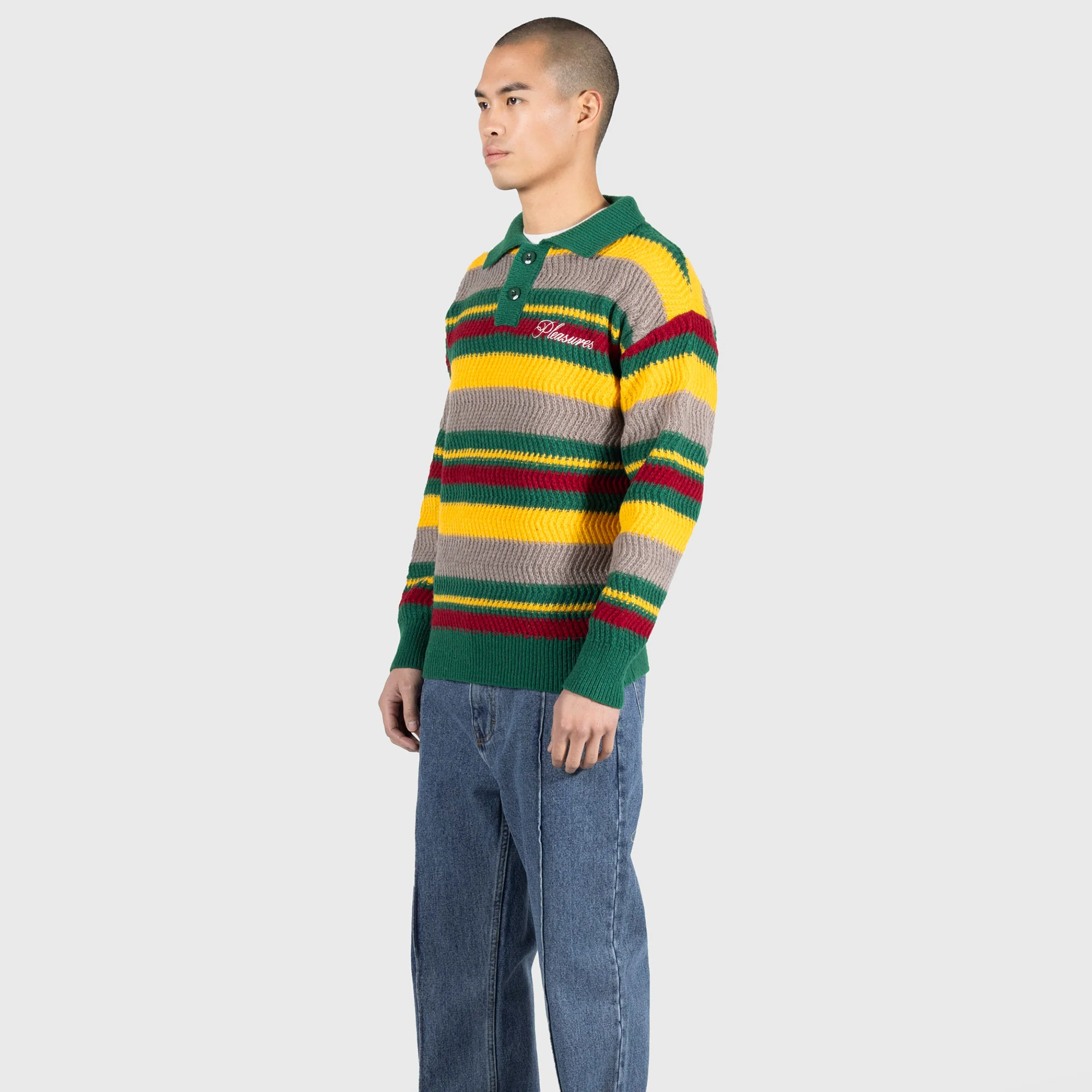 Pleasures Mens Cooper Polo Sweater - Image 4