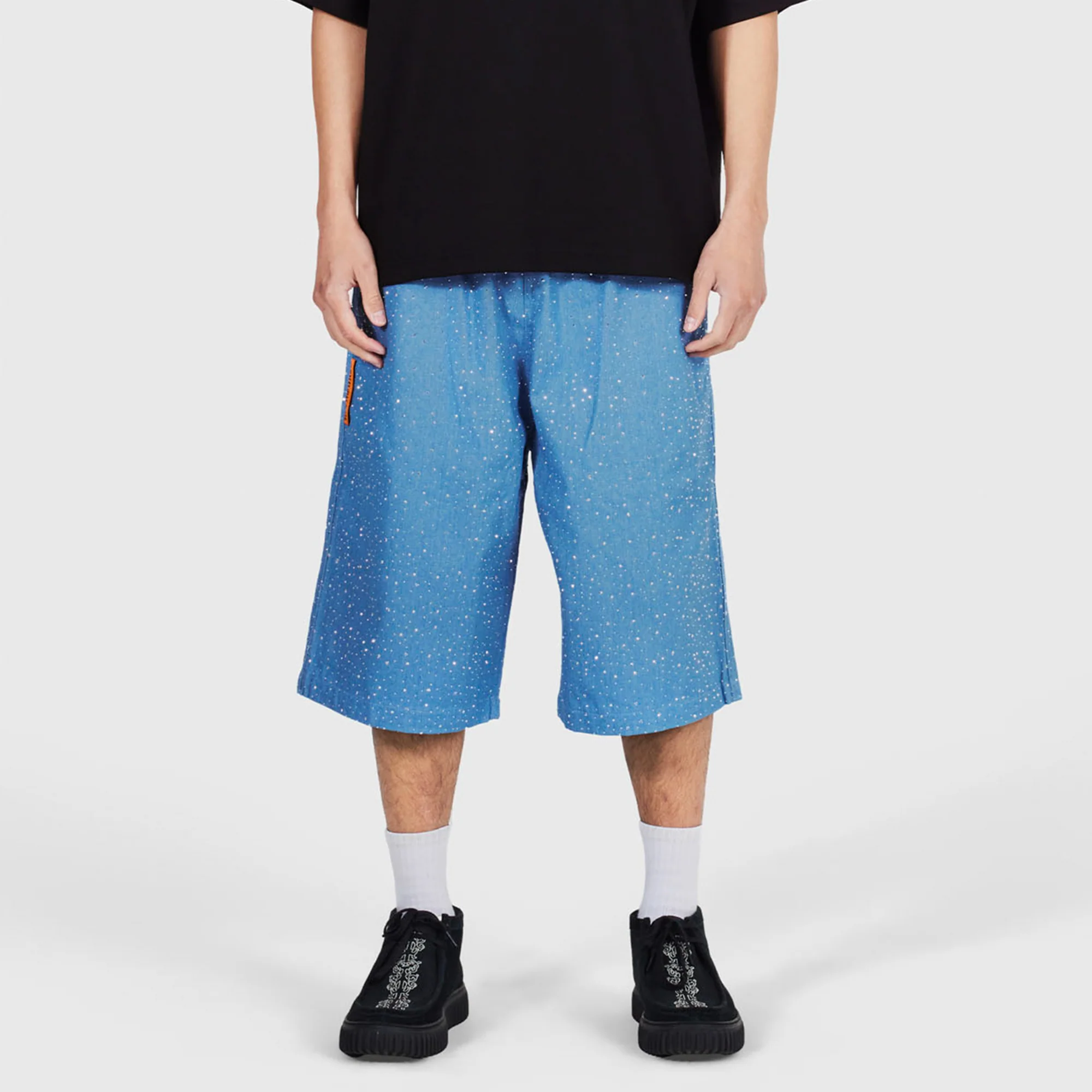 Pleasures Mens Glitter Baggy Denim Shorts - Image 2