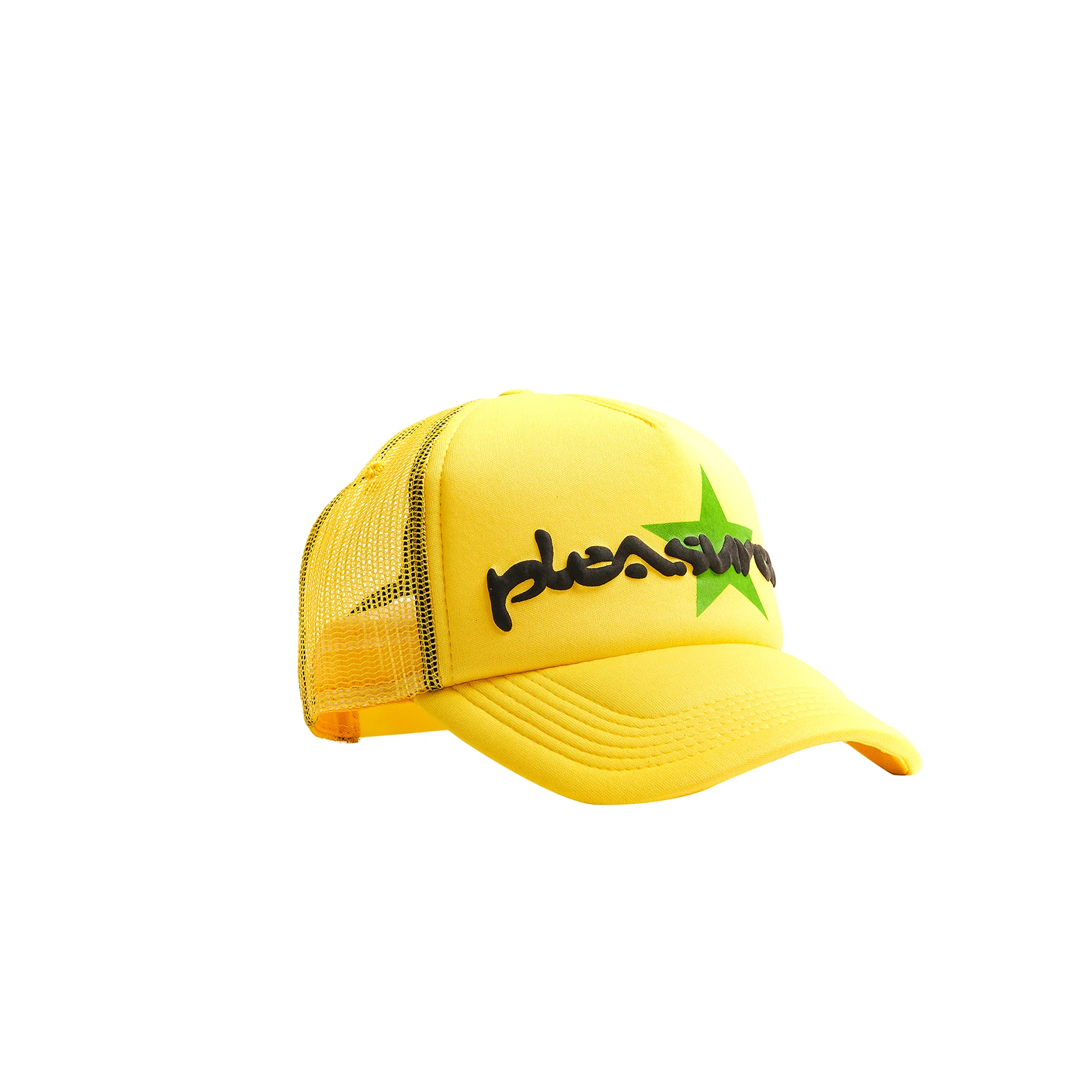 Pleasures Mens Vibration Mesh Trucker Cap 'Yellow' - Image 2