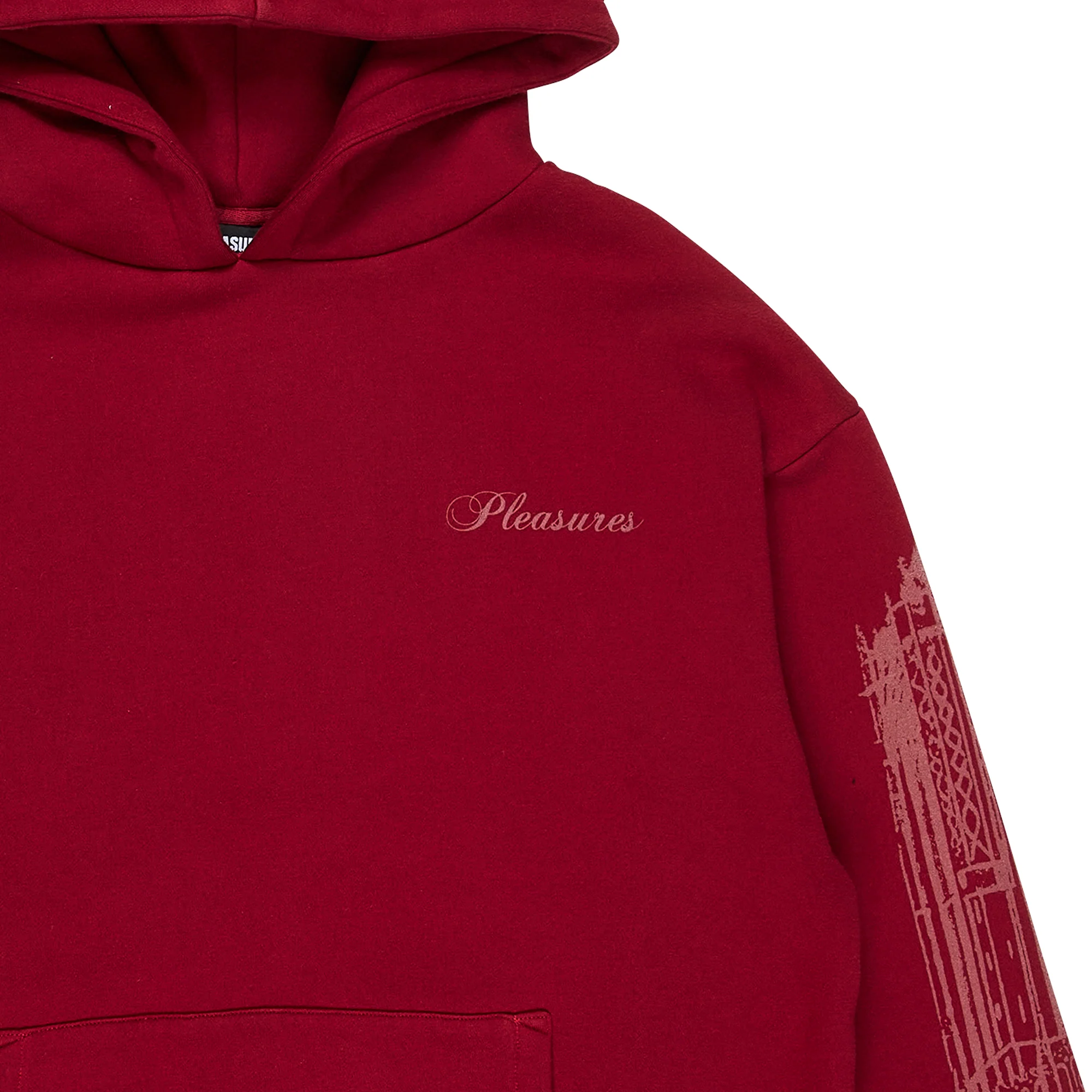 Pleasures Mens Warsaw Hoodie 'Burgundy' - Image 3