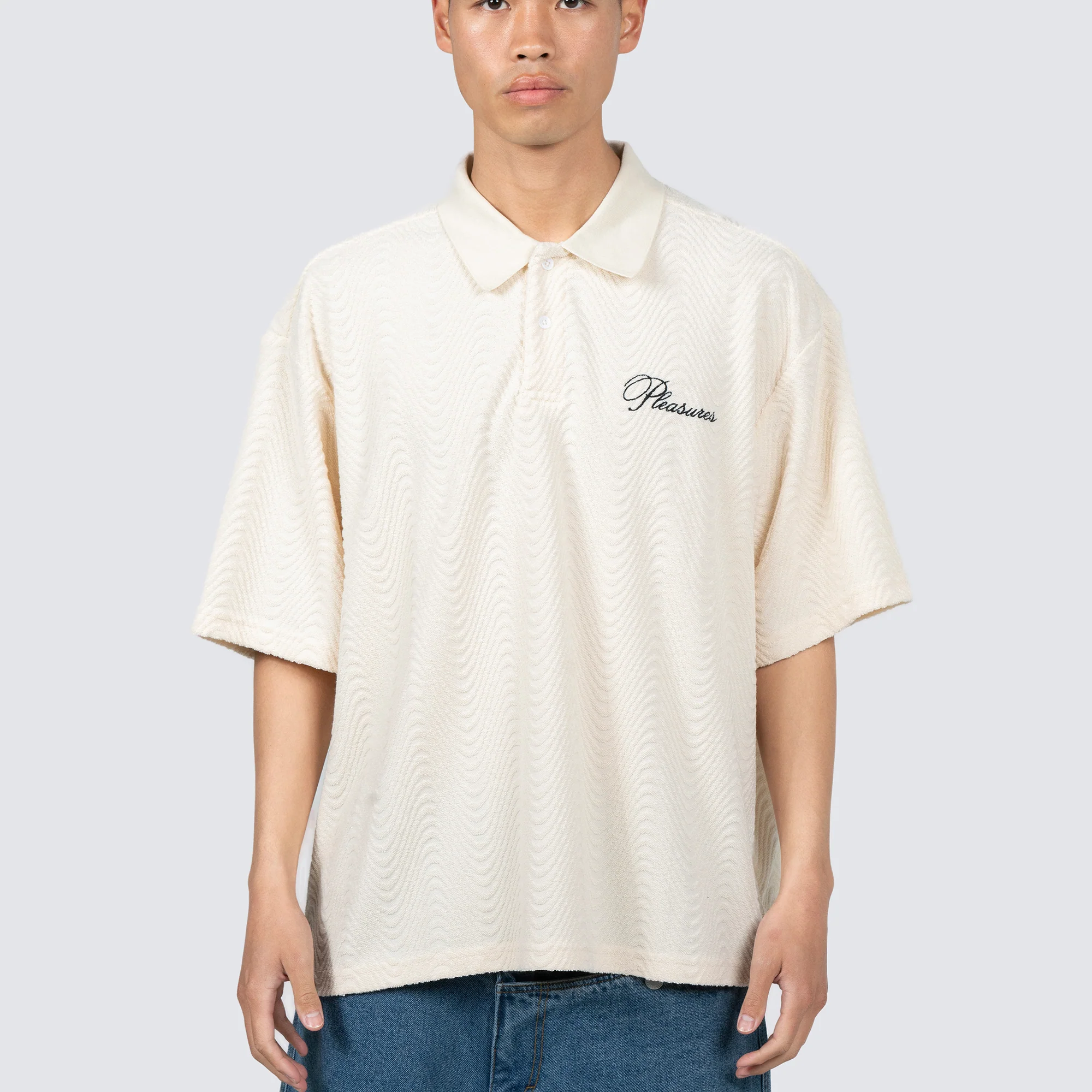 Pleasures Mens Zen Terry Boxy Polo Shirt - Image 2