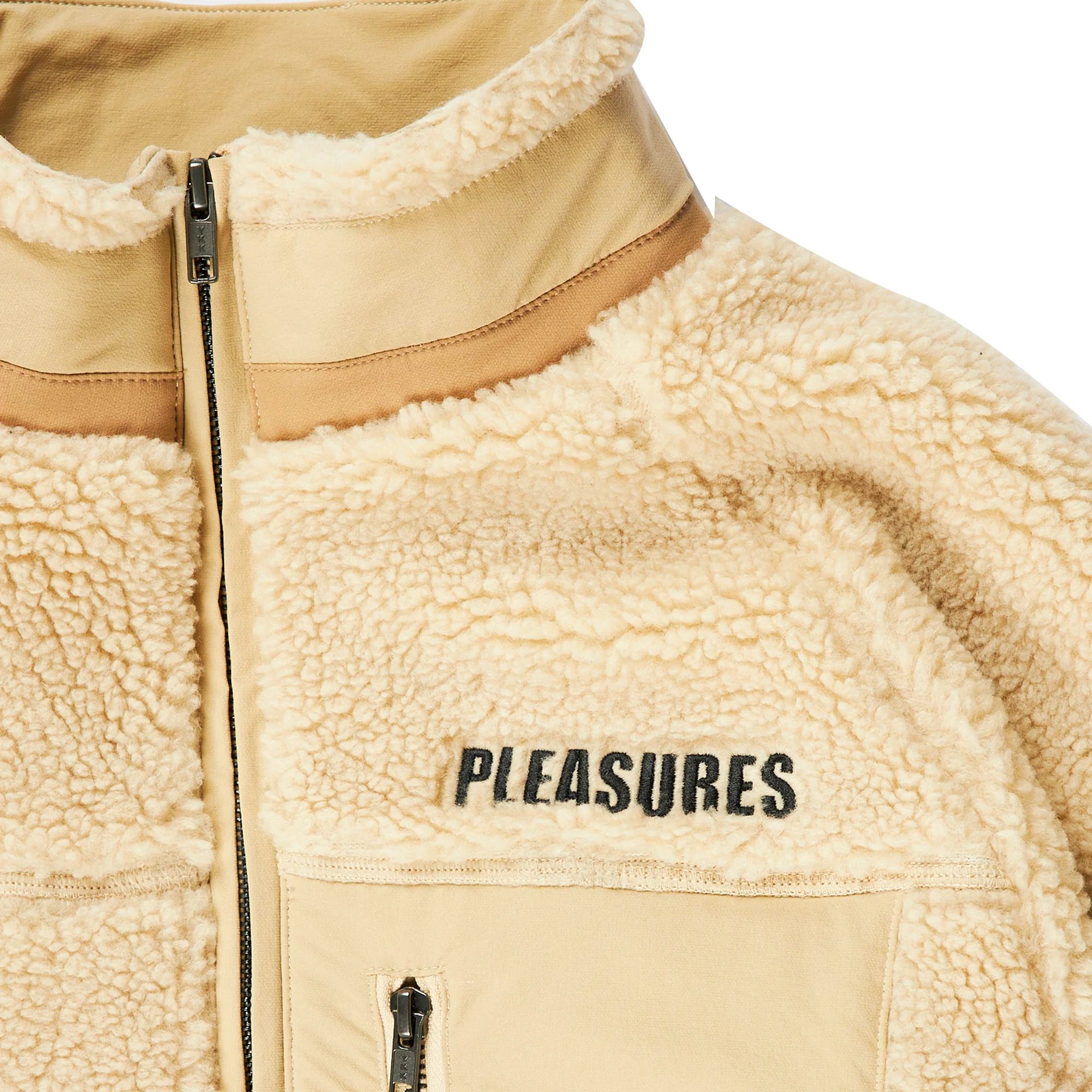 Pleasures x Playboy Mens Bunny Sherpa Zip Up Jacket 'Tan' - Image 3