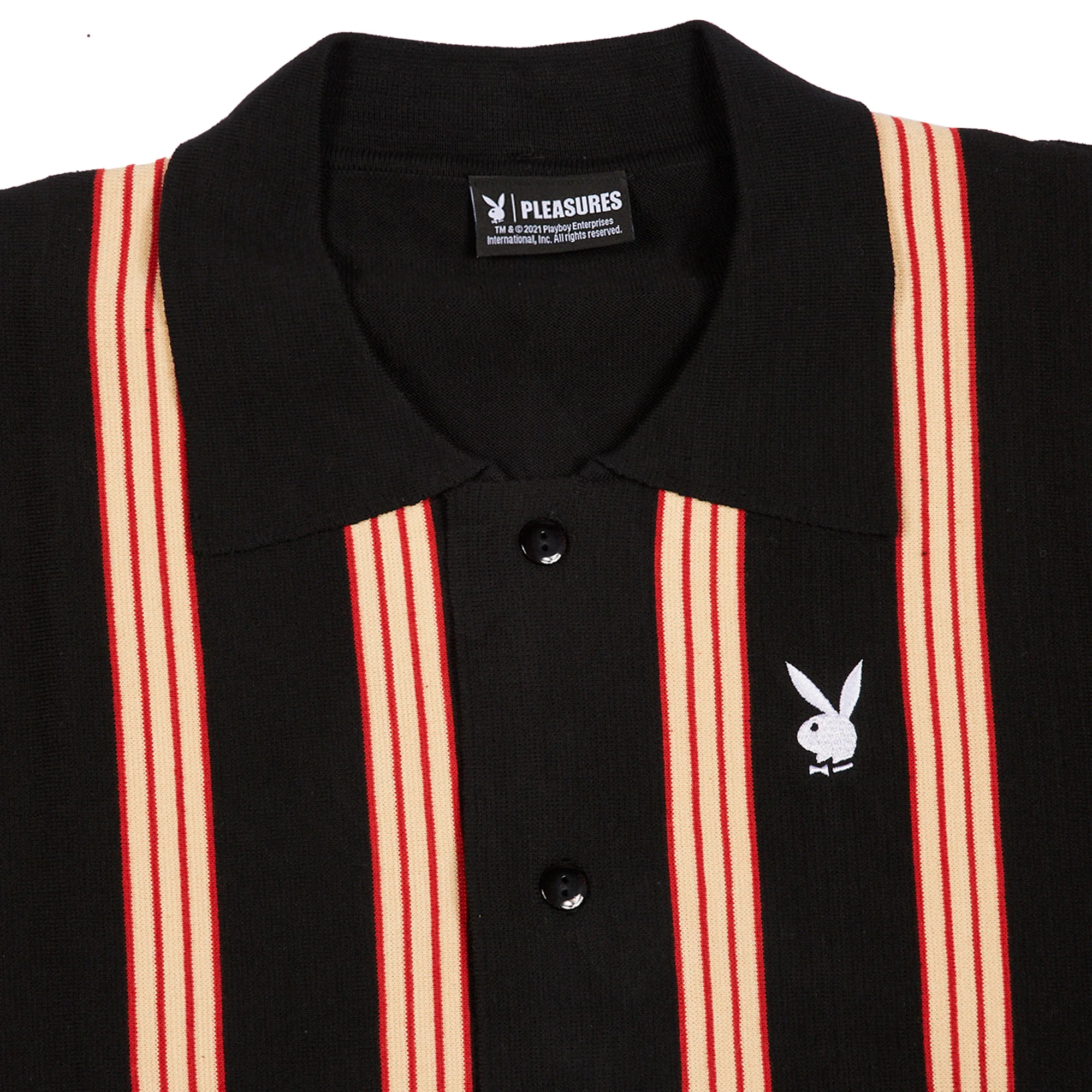 Pleasures x Playboy Mens Club Woven Cardigan Sweater 'Black' - Image 3