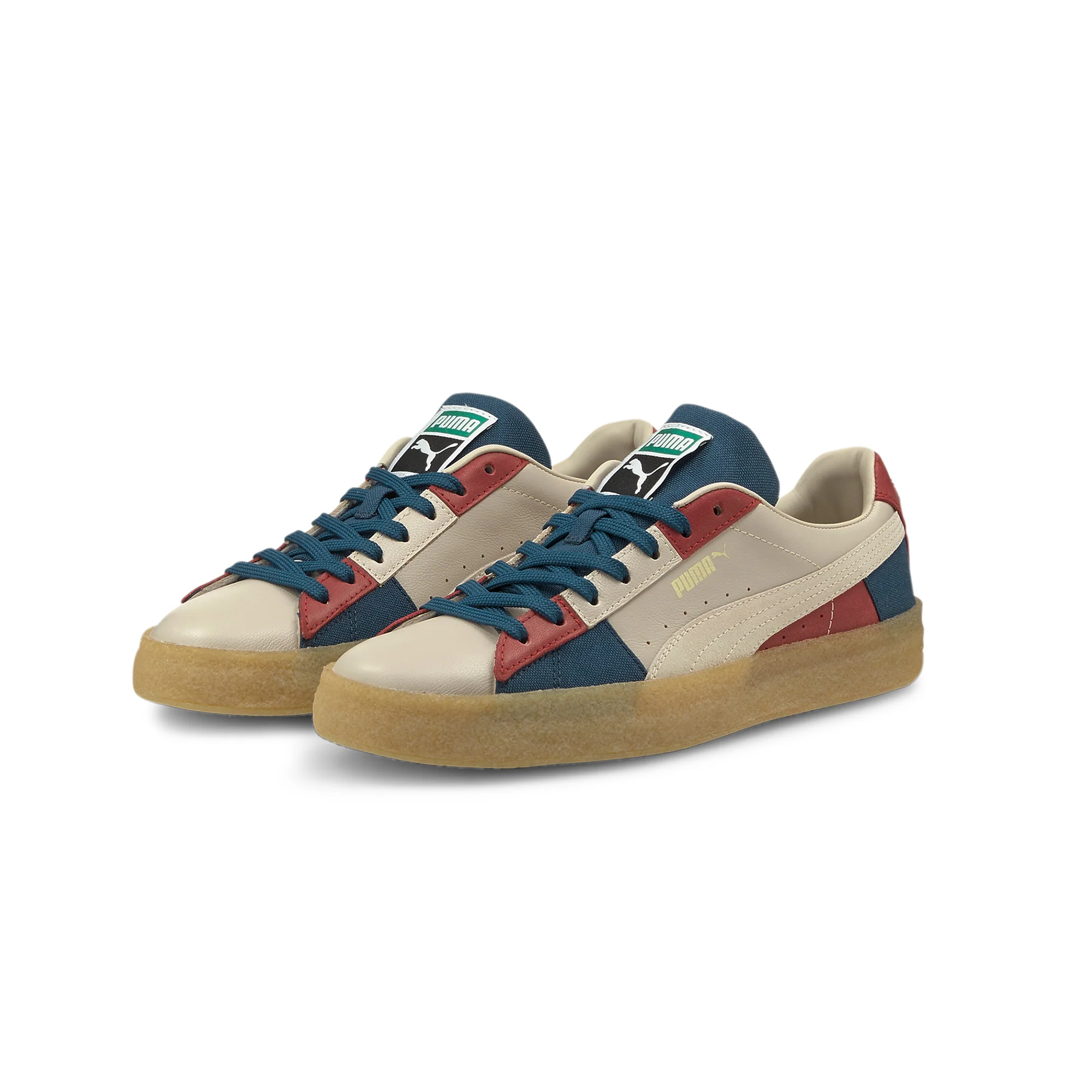 Puma Mens Suede Crepe Patch Shoes 'Peyote-Intense Blue' - Image 2