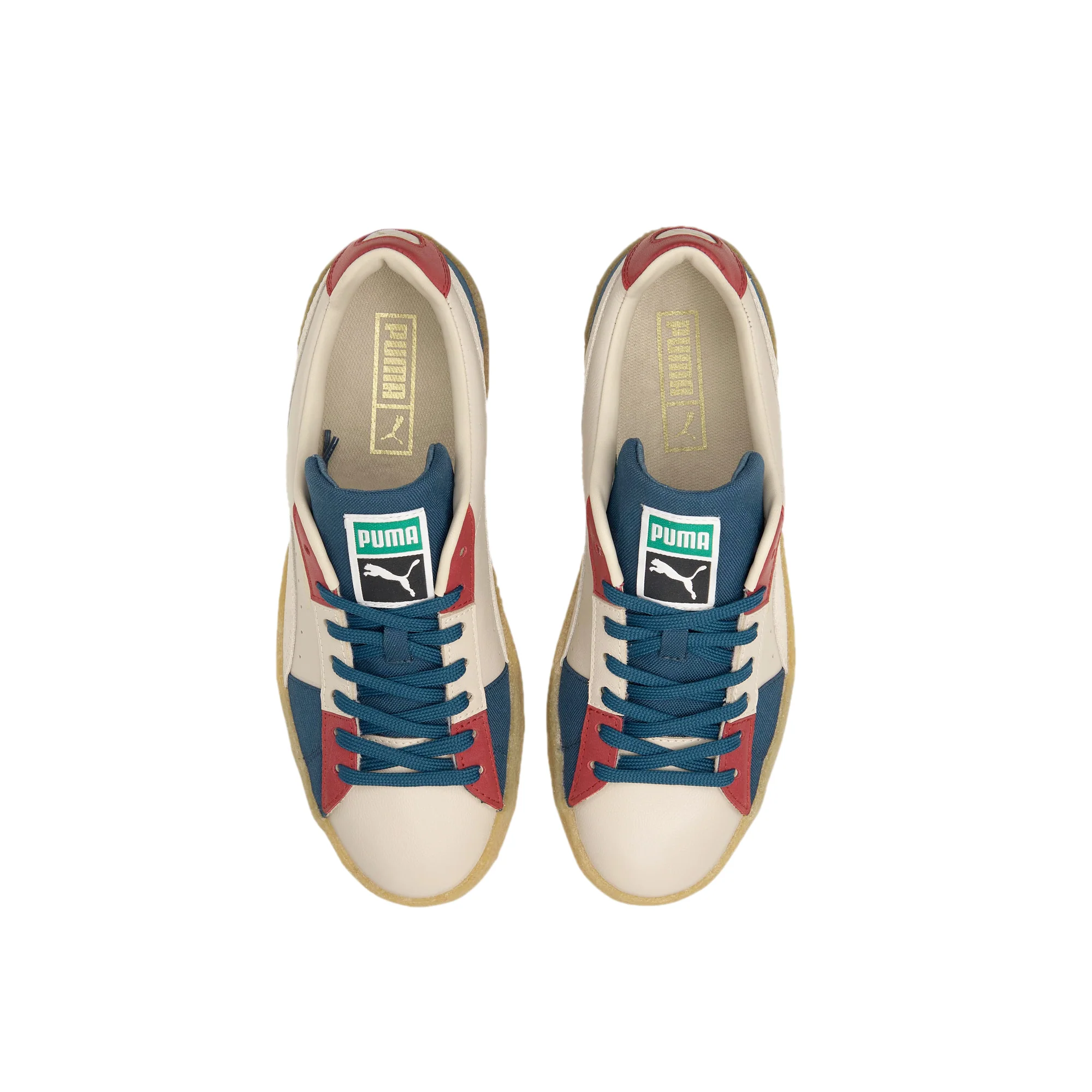 Puma Mens Suede Crepe Patch Shoes 'Peyote-Intense Blue' - Image 4