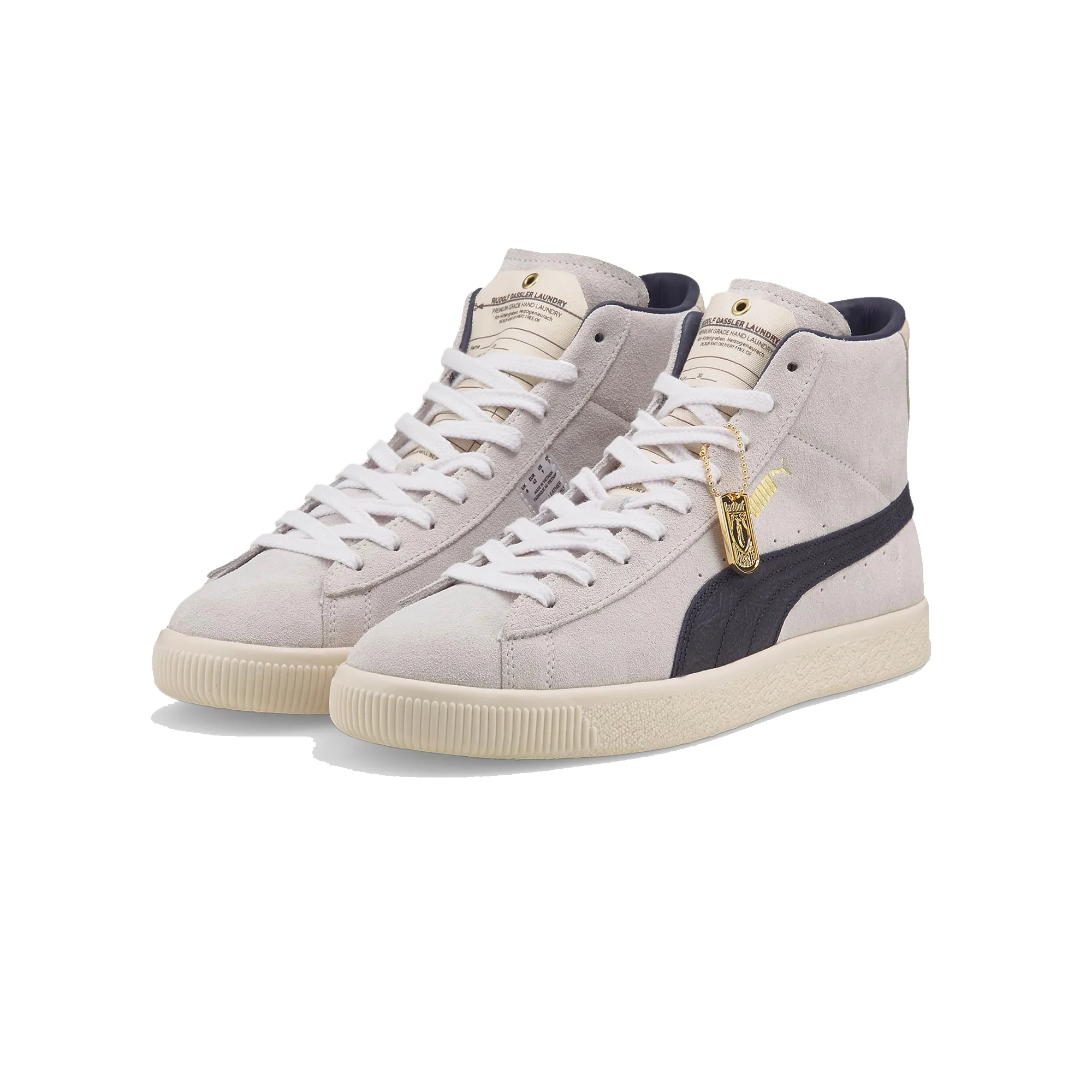 Puma Mens Suede Mid VTG RDL LB Shoes 'Puma White/Puma New Navy' - Image 2