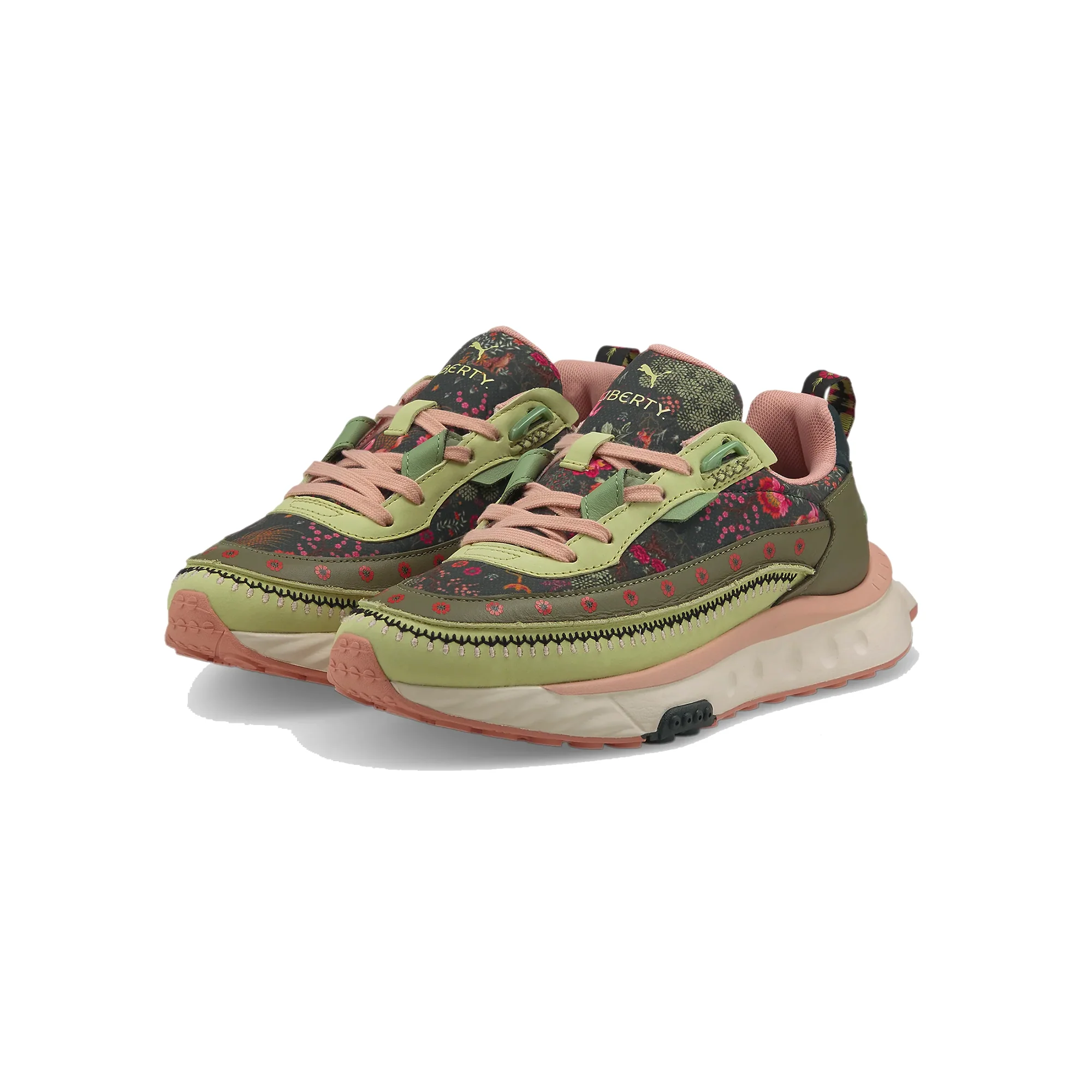 Puma x Liberty Womens Wild Rider 2 Shoes 'Beechnut-Olivine' - Image 2