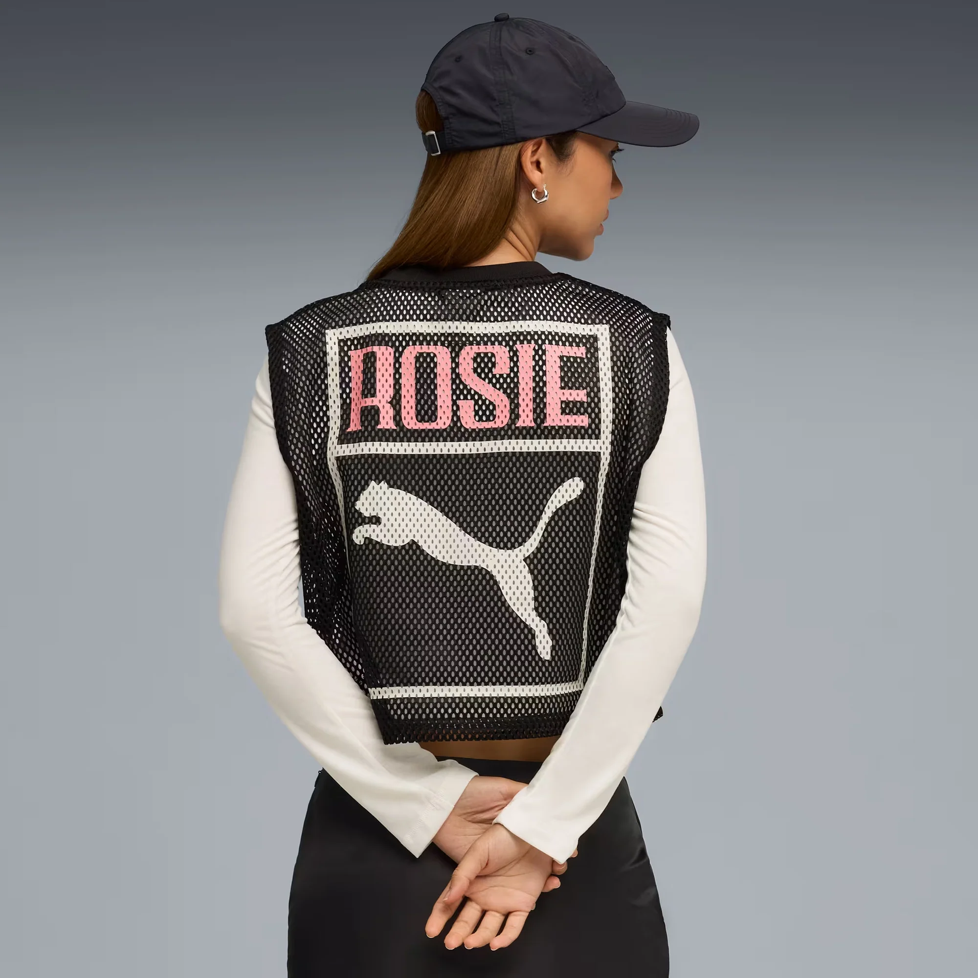Puma x Rosé Womens Relaxed Mesh Top - Image 3