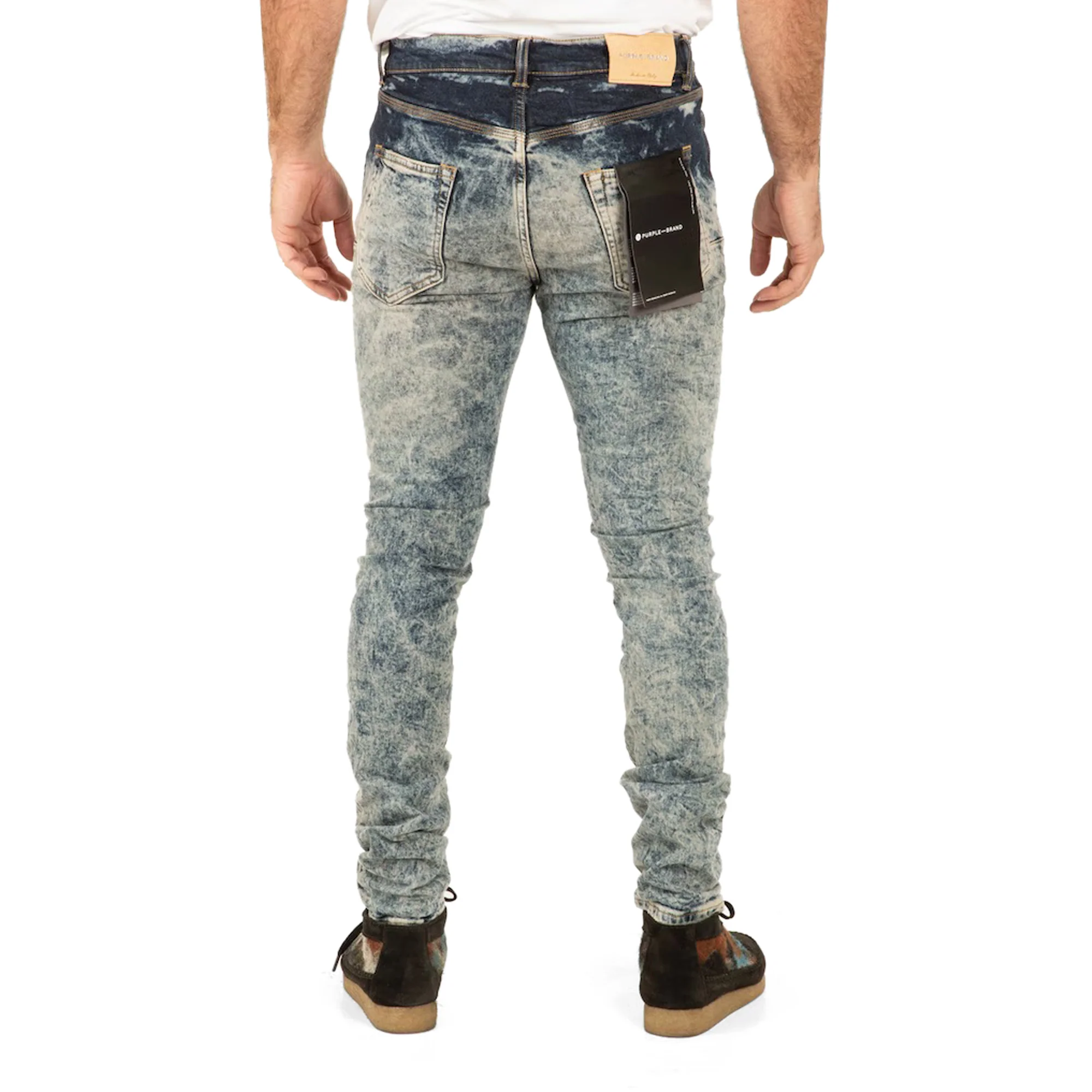 Purple Brand Mens Indigo Heavy Bleach Repair Jeans - Image 4