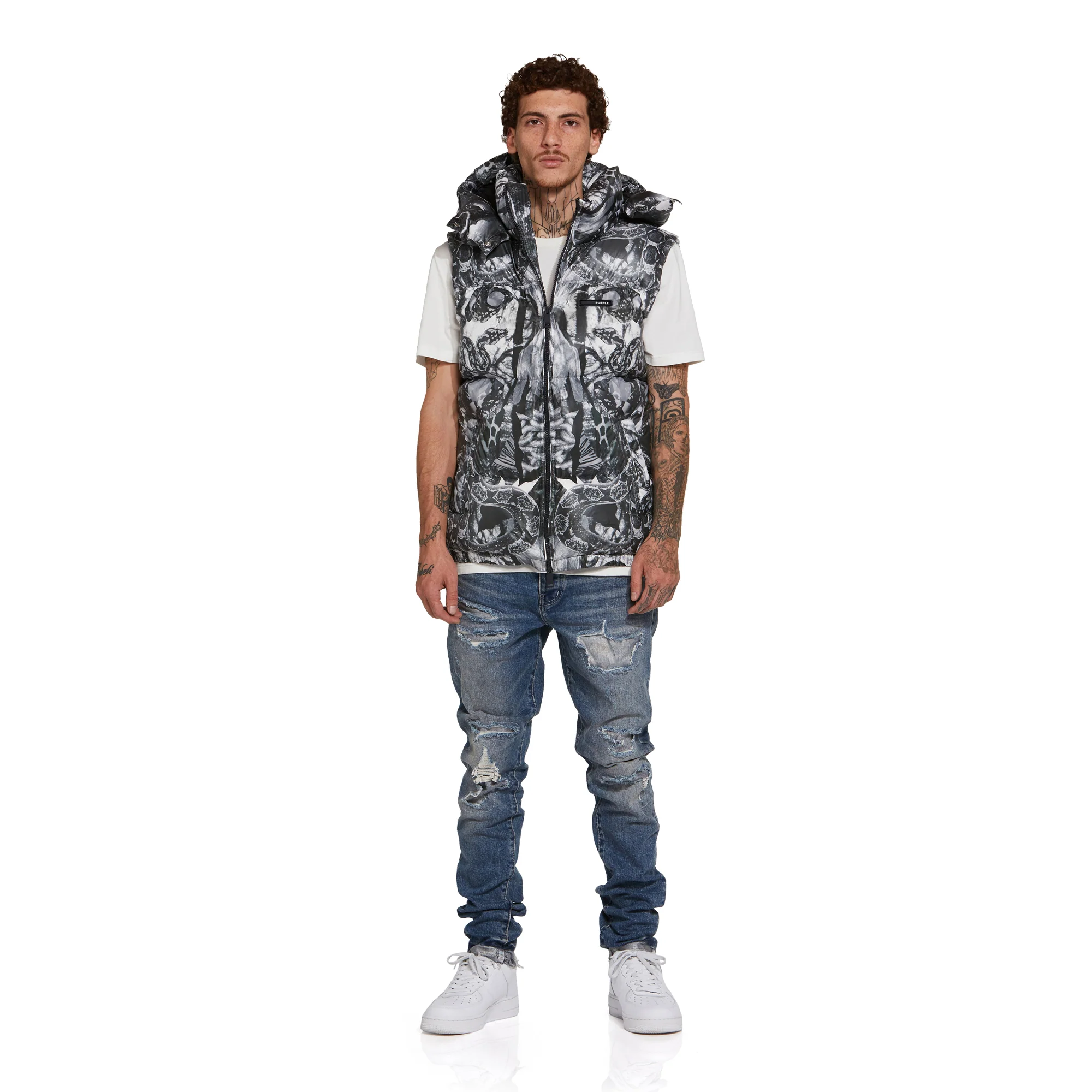 Purple Brand Mens Poly Snap Off Hood Puffer Vest - Image 3