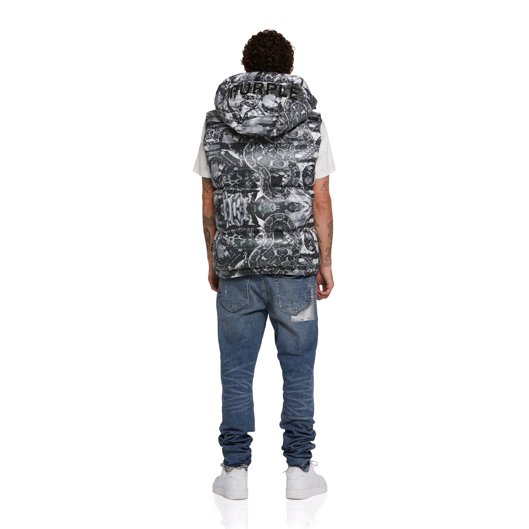 Purple Brand Mens Poly Snap Off Hood Puffer Vest - Image 4