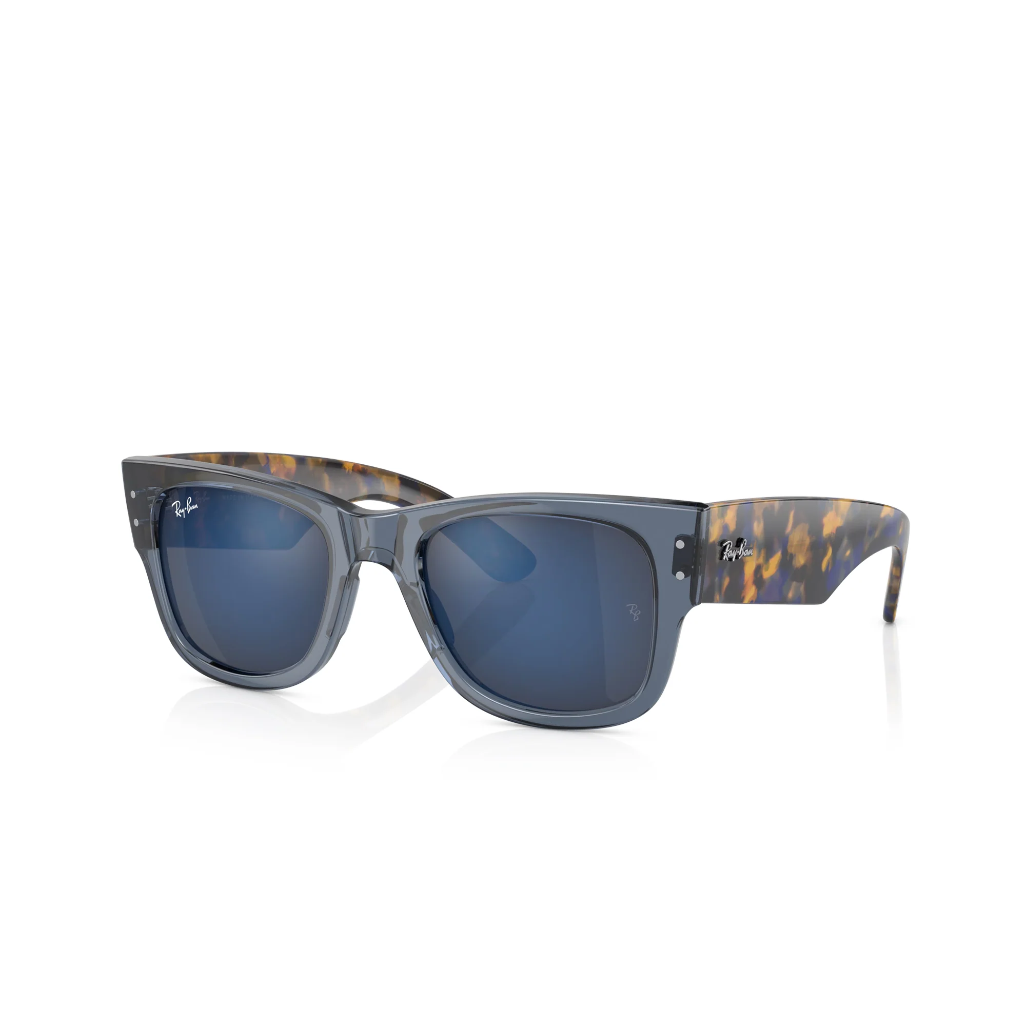 Ray-Ban Mega Wayfarer Transparent Dark Blue W/ Grey Mirror Sunglasses - Image 2
