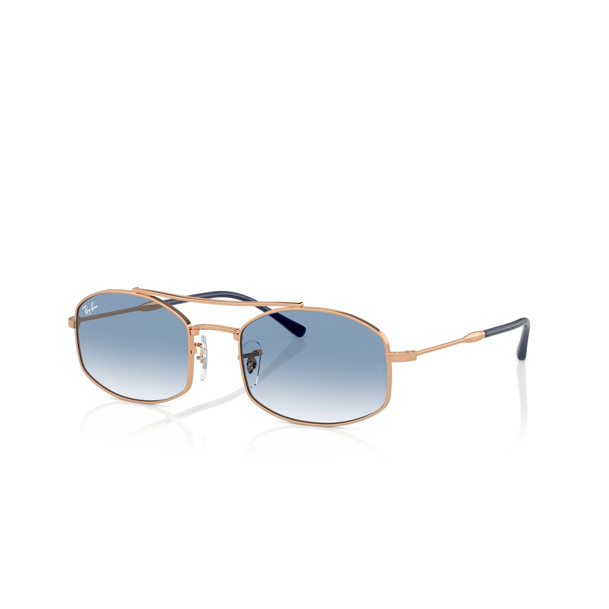 Ray-Ban Rose Gold W/ Clear Gradient Blue Sunglasses - Image 2