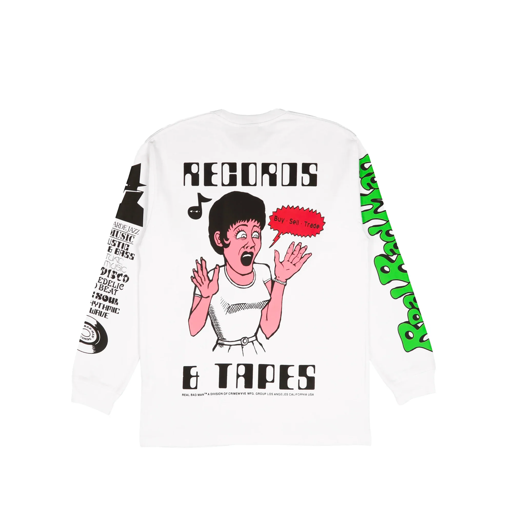 Real Bad Man Mens Records and Tapes LS Tee - Image 2