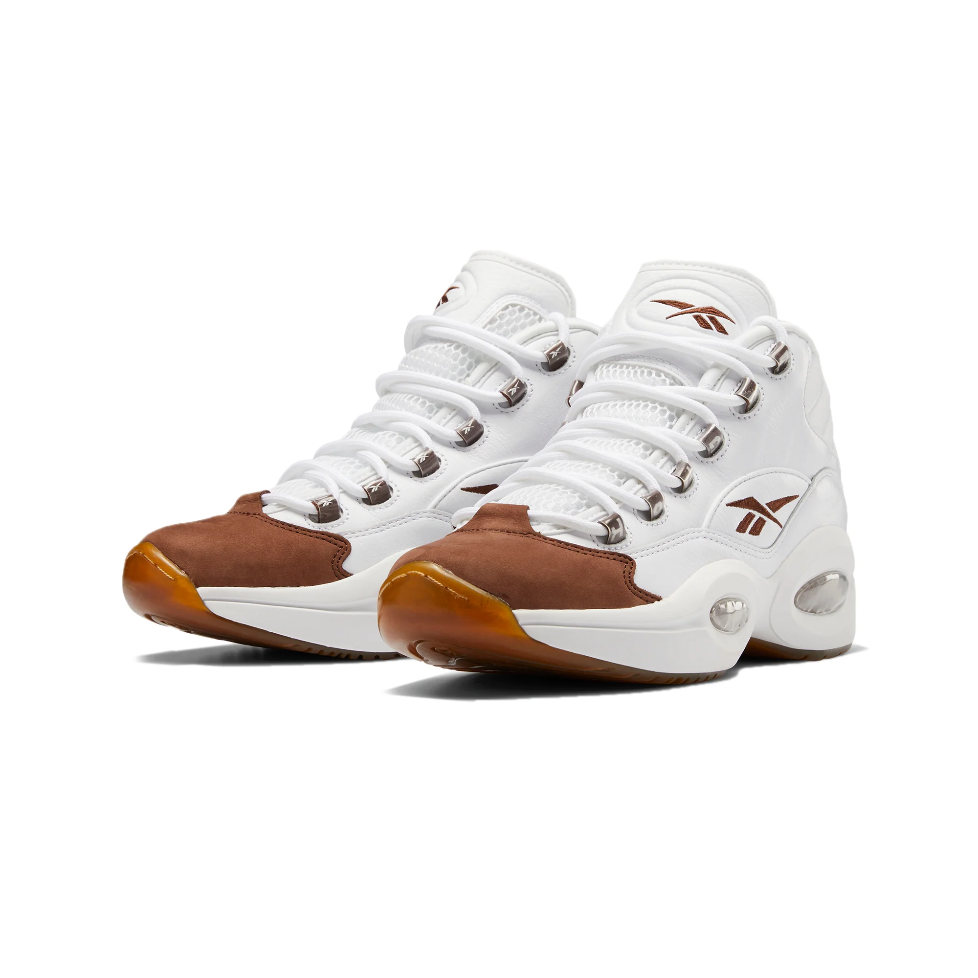 Reebok Mens Question Mid Shoes 'Ftwr white/brush brown' - Image 2